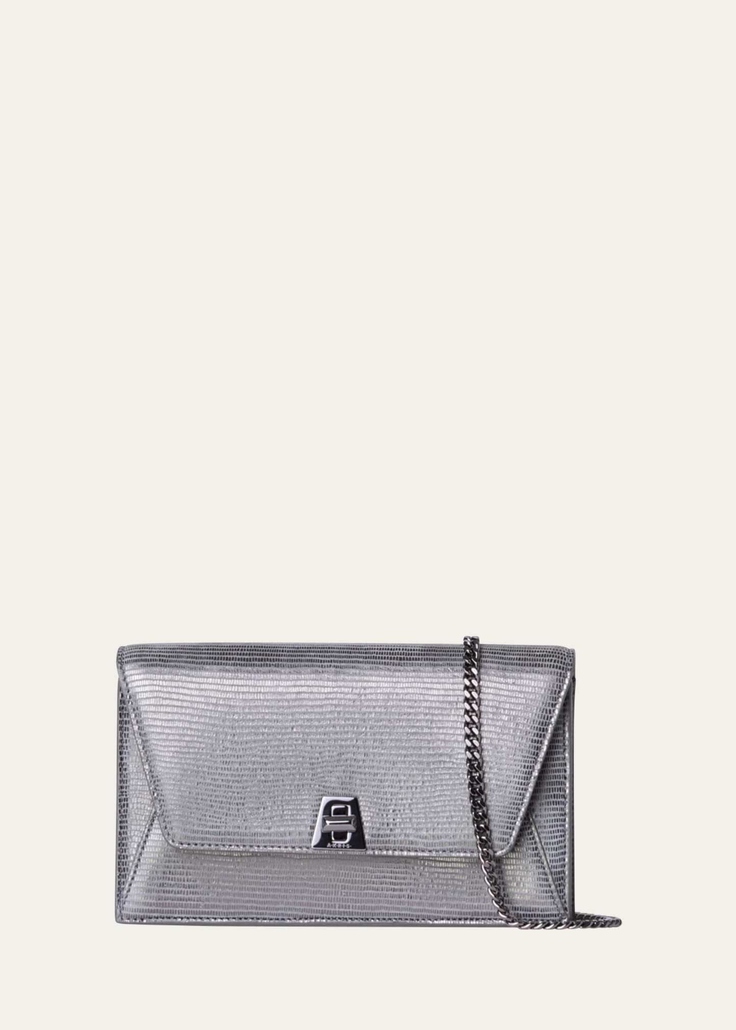 Anouk Lizard-Print Clutch Bag w/ Chain - 1