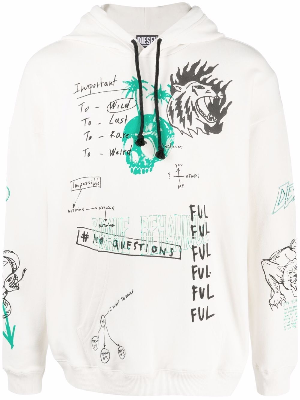 graphic-print cotton hoodie - 1