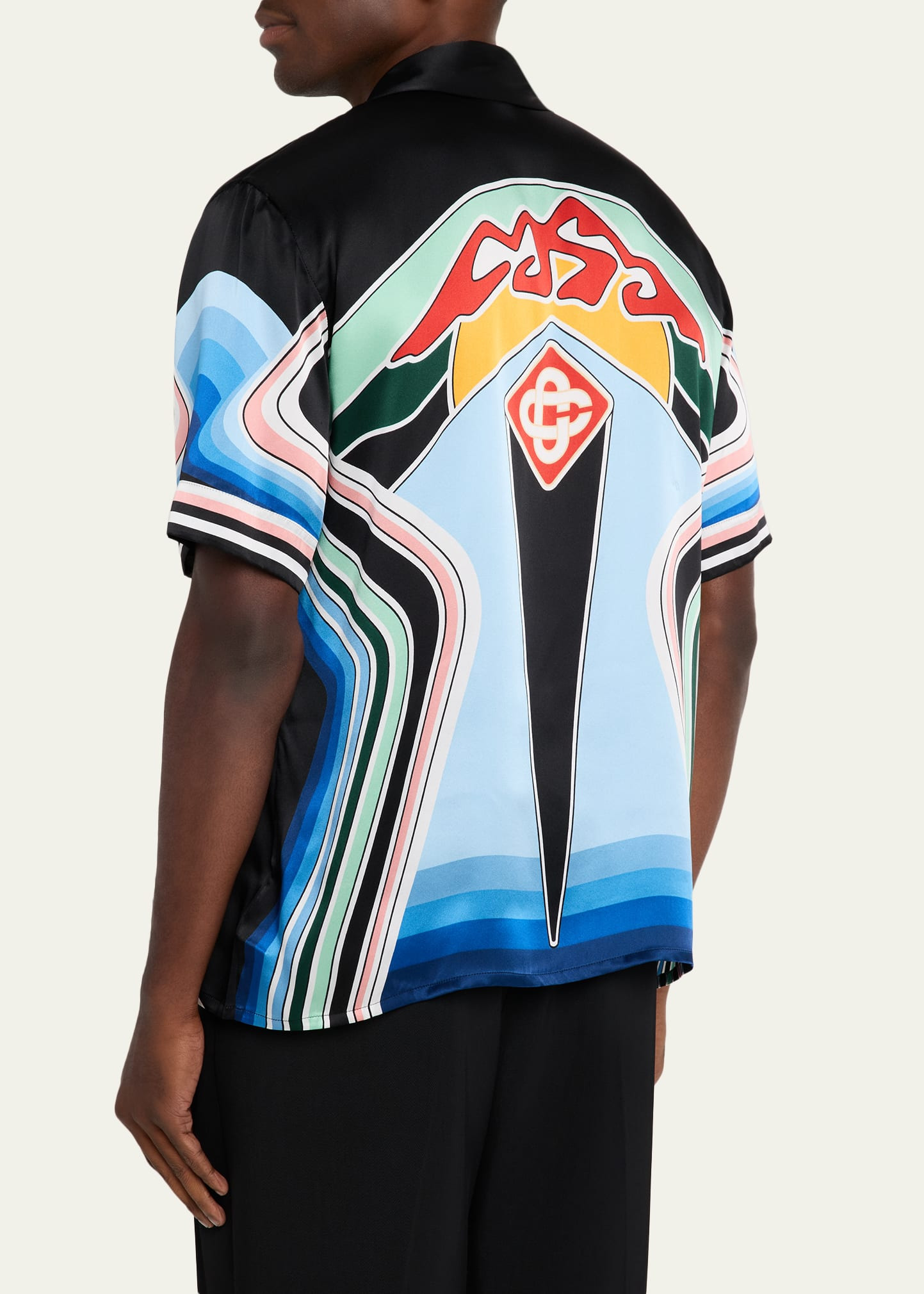 Men's Silk Graphic Multi-Stripe Camp Shirt - 3