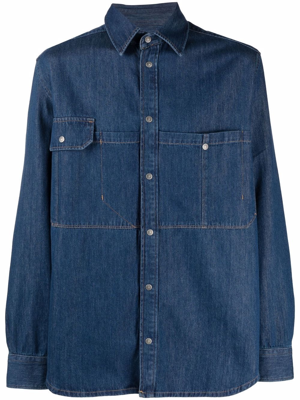 pointed-collar buttoned denim shirt - 1