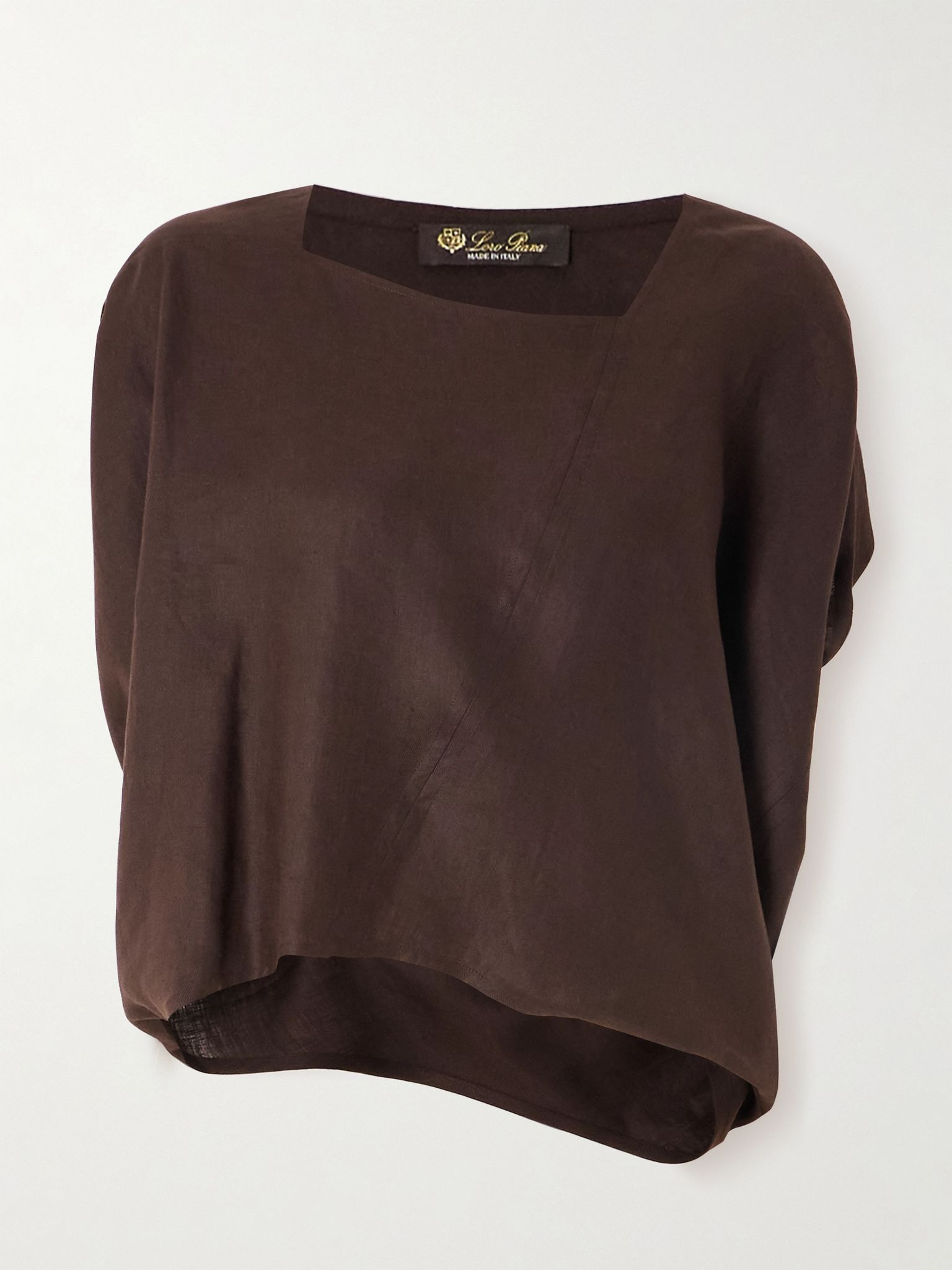 Gaia asymmetric linen blouse Brown - 1