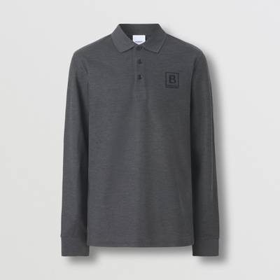 Burberry Long-sleeve Letter Graphic Cotton Piqué Polo Shirt outlook