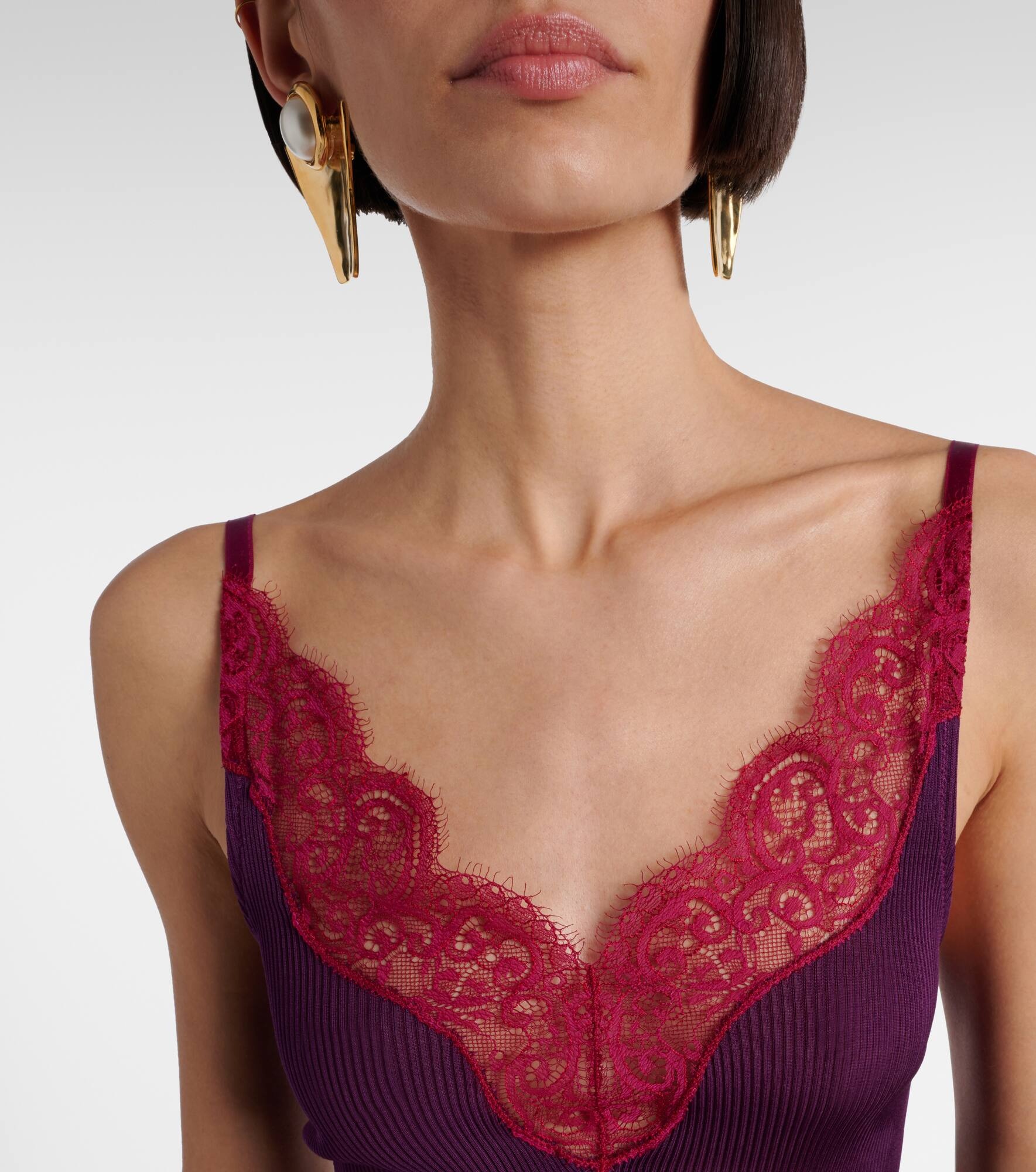 Lace-trimmed silk tank top - 4