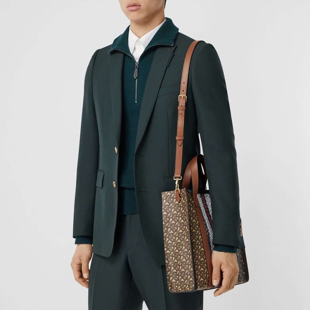 Small Monogram Stripe Portrait Tote Bag - 10