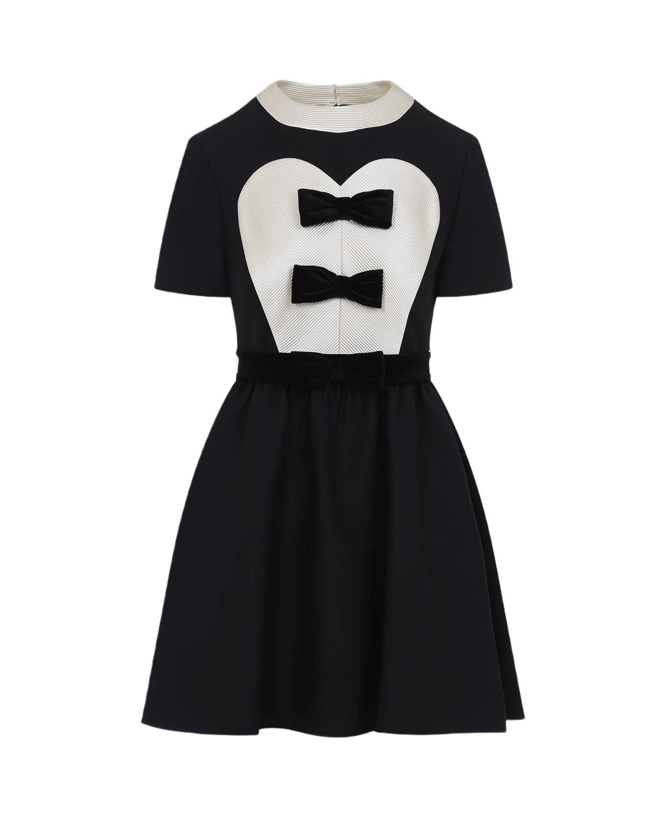 Black And Beige Wool And Silk Dress - 1