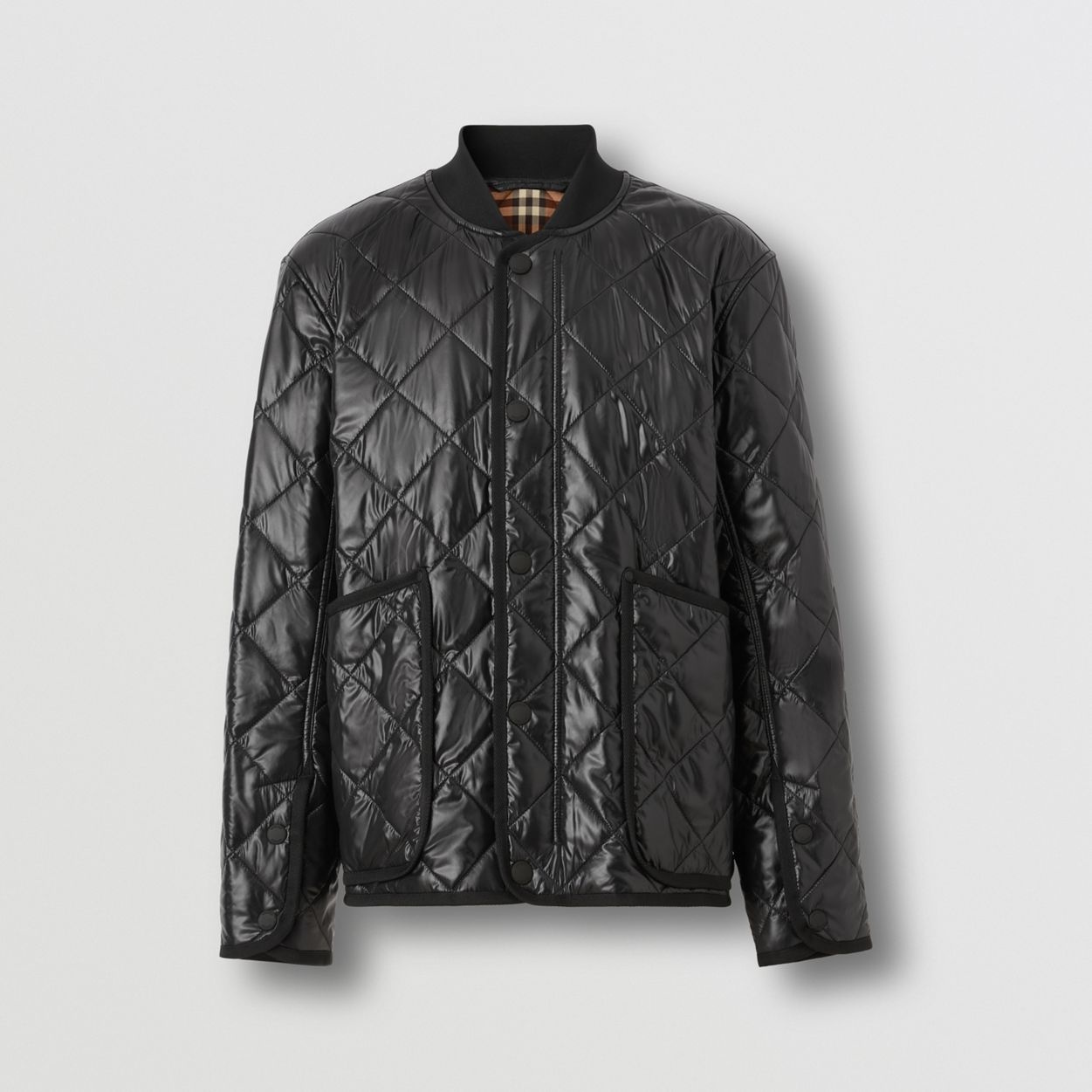 Diamond Quilted Nylon Bomber Jacket - 1