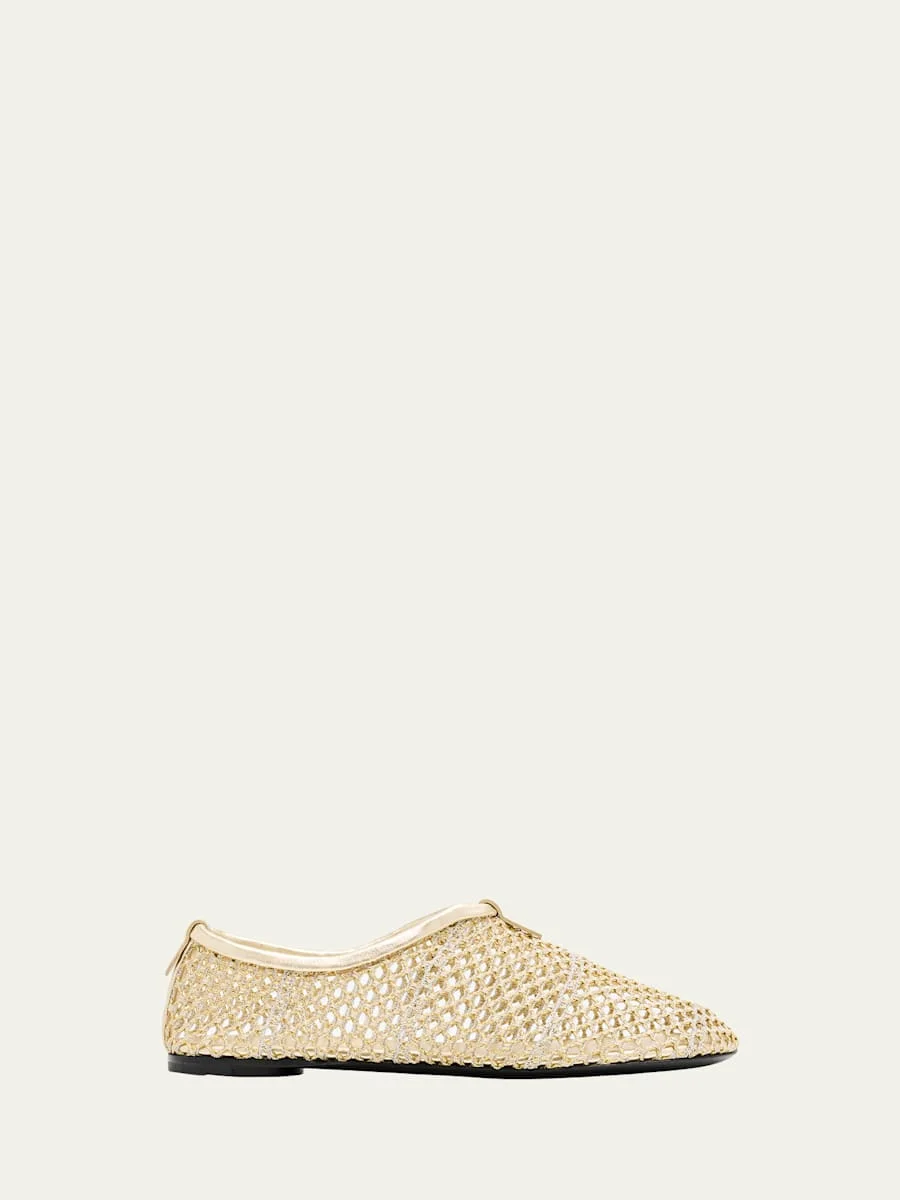 Floaty Metallic Fishnet Ballerina Flats - 1