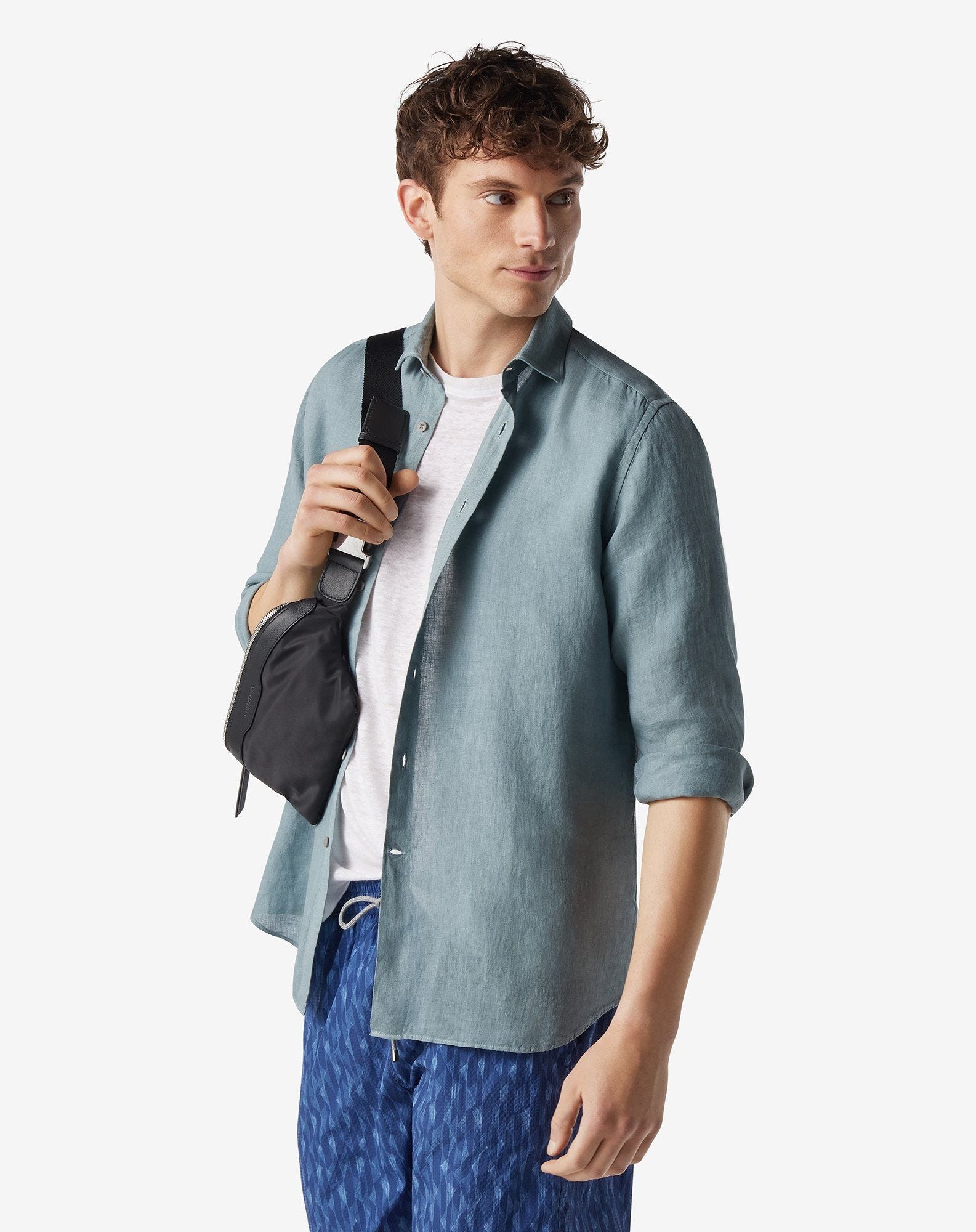 Aqua green linen shirt - 2
