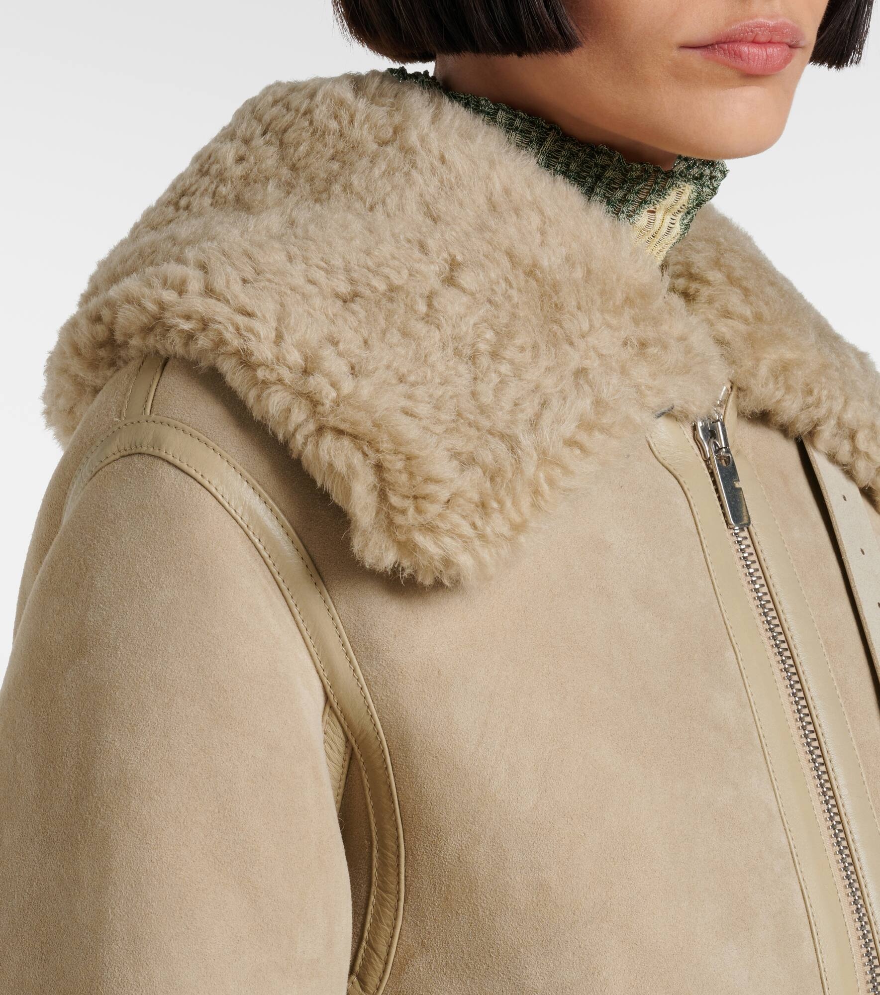 Shearling-lined leather jacket - 6
