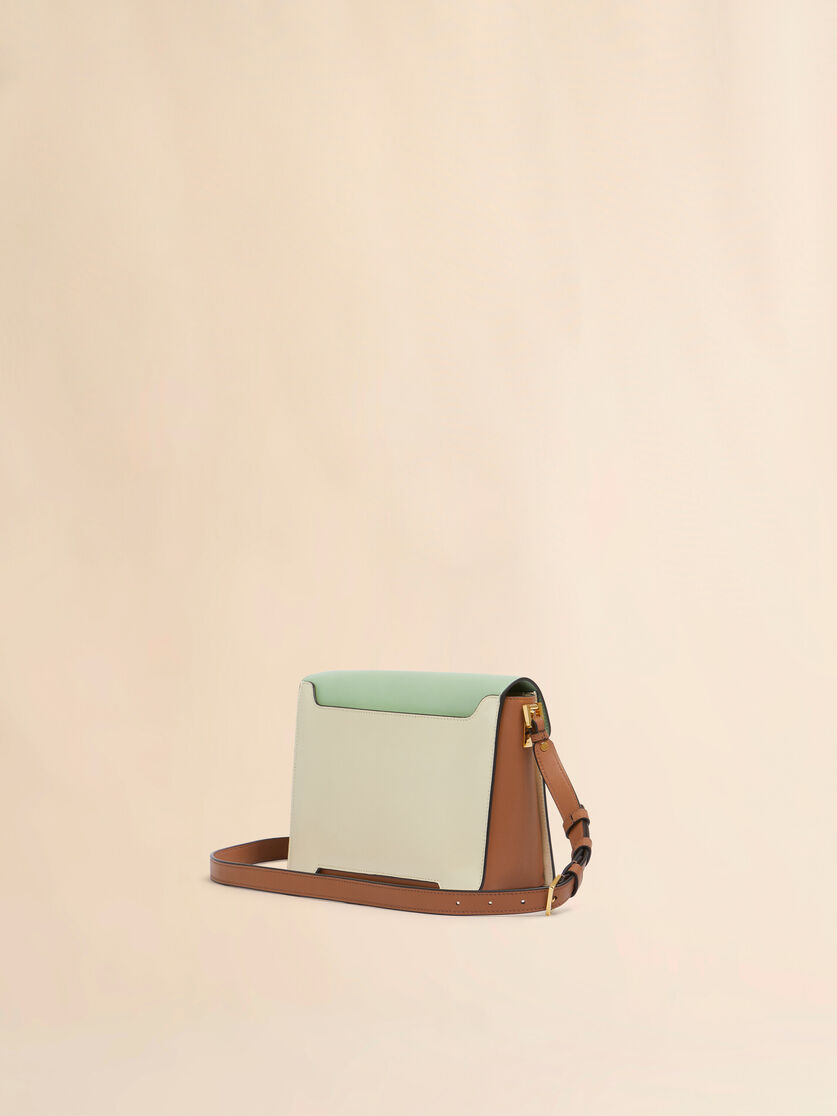 GREEN CREAM E BROWN LEATHER TRUNKAROO MEDIUM SHOULDER BAG - 3