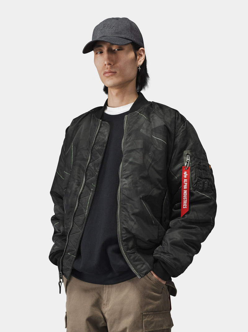 ALPHA INDUSTRIES MA-1 ZIPPERED PRINT FLIGHT JACKET outlook