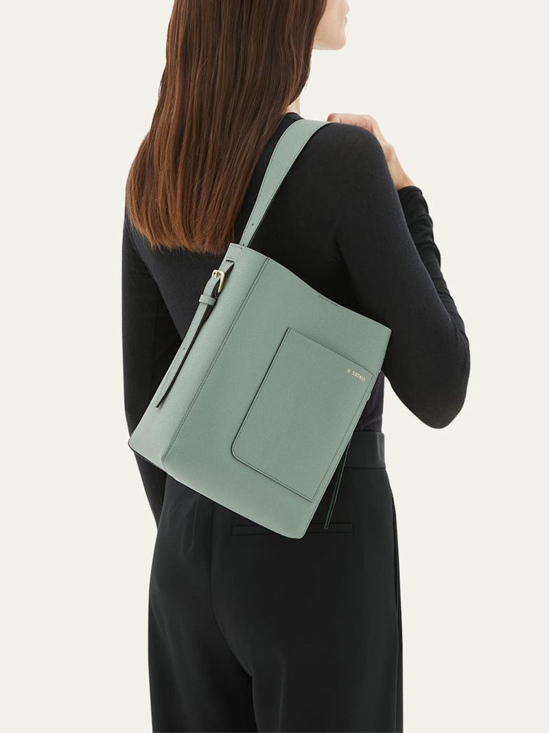 Valextra Secchiello Small Leather Bucket Bag outlook