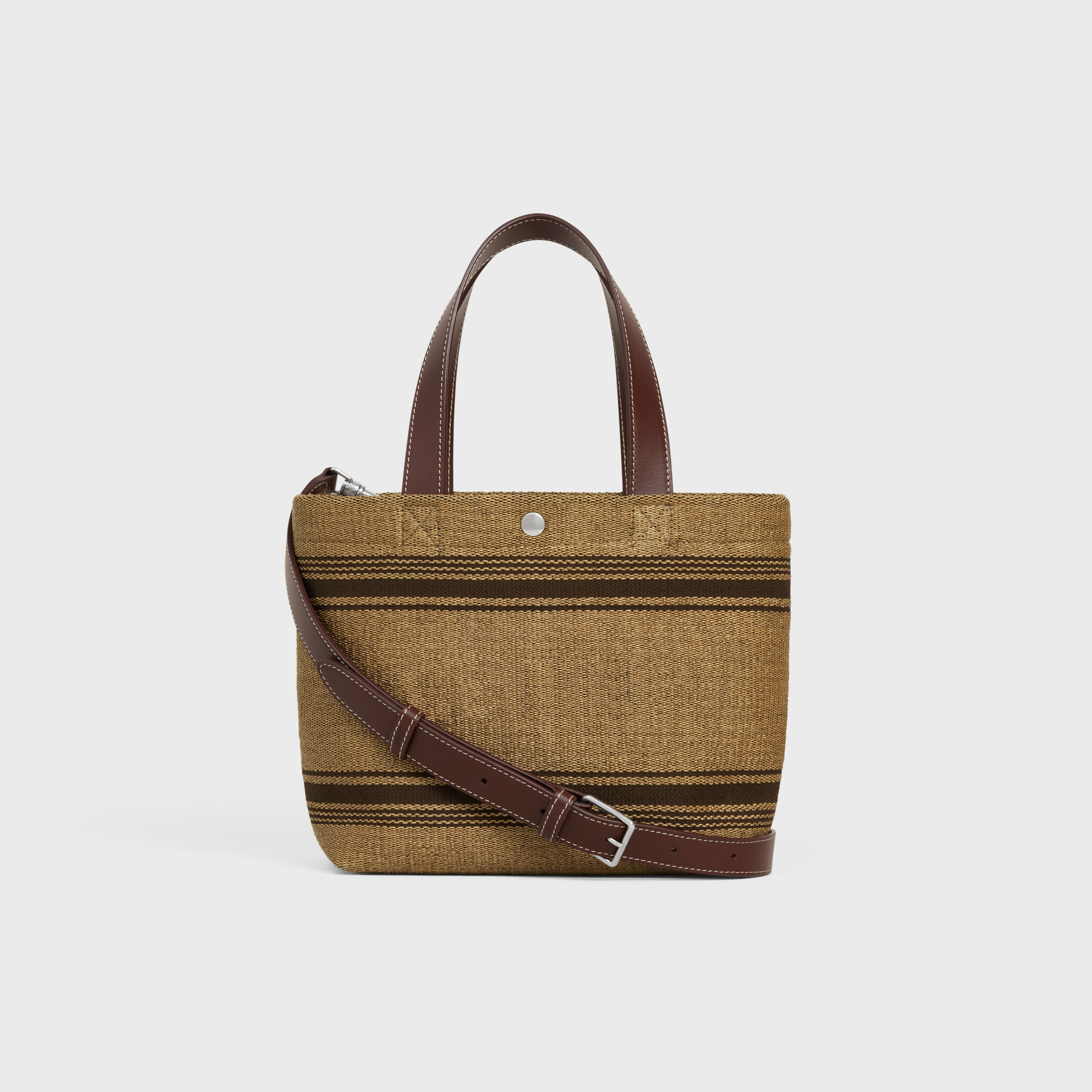 CELINE Mini Cabas in Textile with raffia effect and calfskin REVERSIBLE