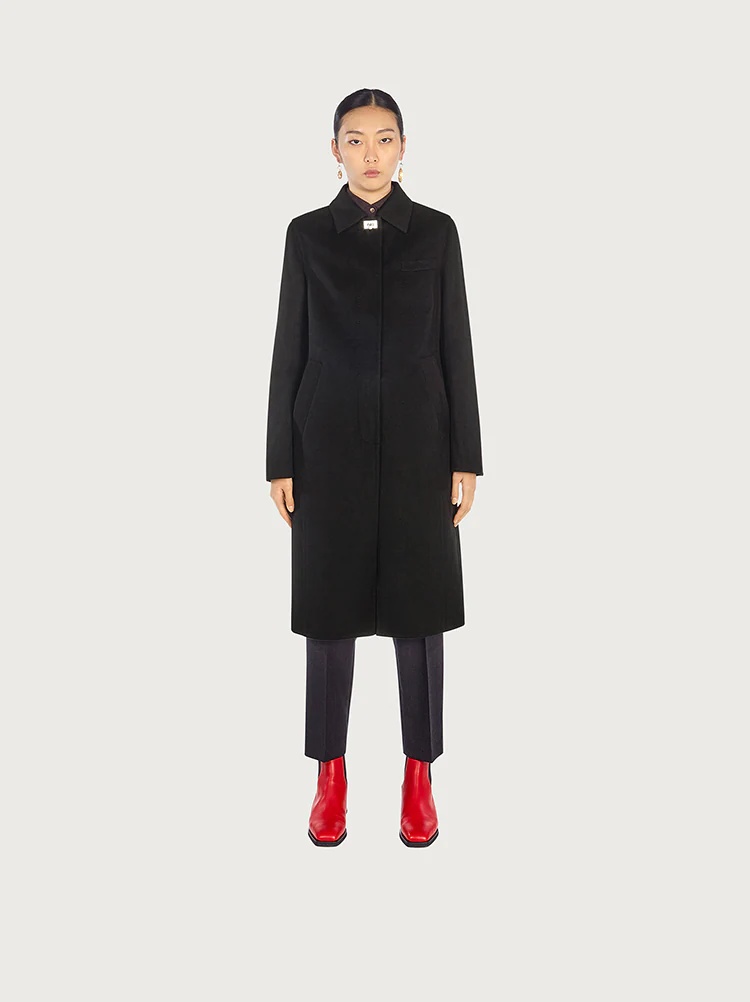 SINGLE BREASTED WOOL COAT - 2