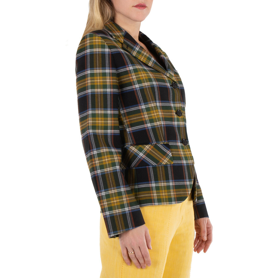 Kenzo Plaid Front Pocket Fitted Blazer - 4