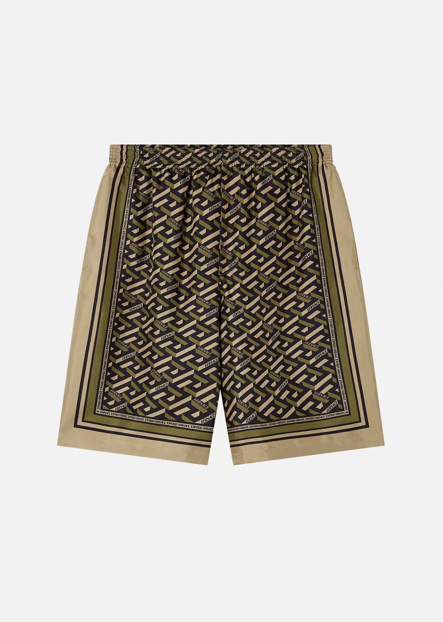 La Greca Print Silk Shorts - 1