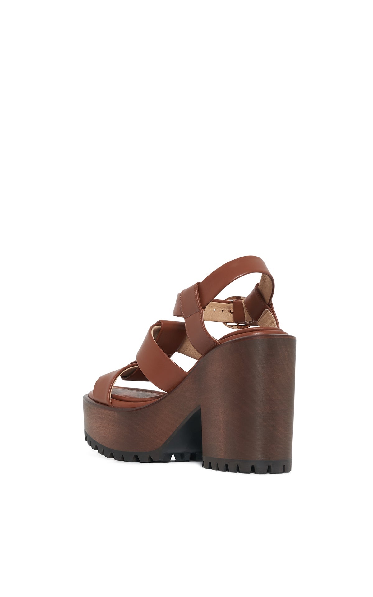 Hera Platform Sandal in Cognac Leather - 3