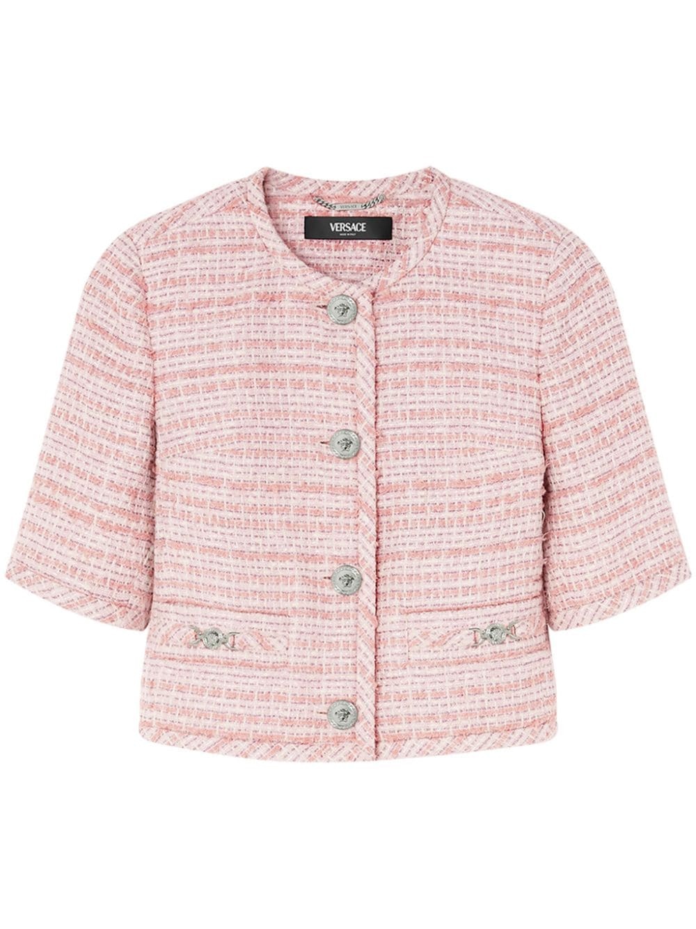 Medusa-plaque tweed jacket - 1