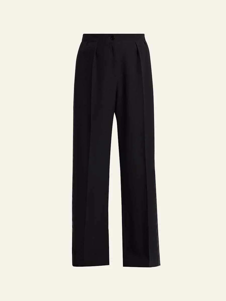 Felicita Double Pleated Wide-Leg Tuxedo Pants - 1