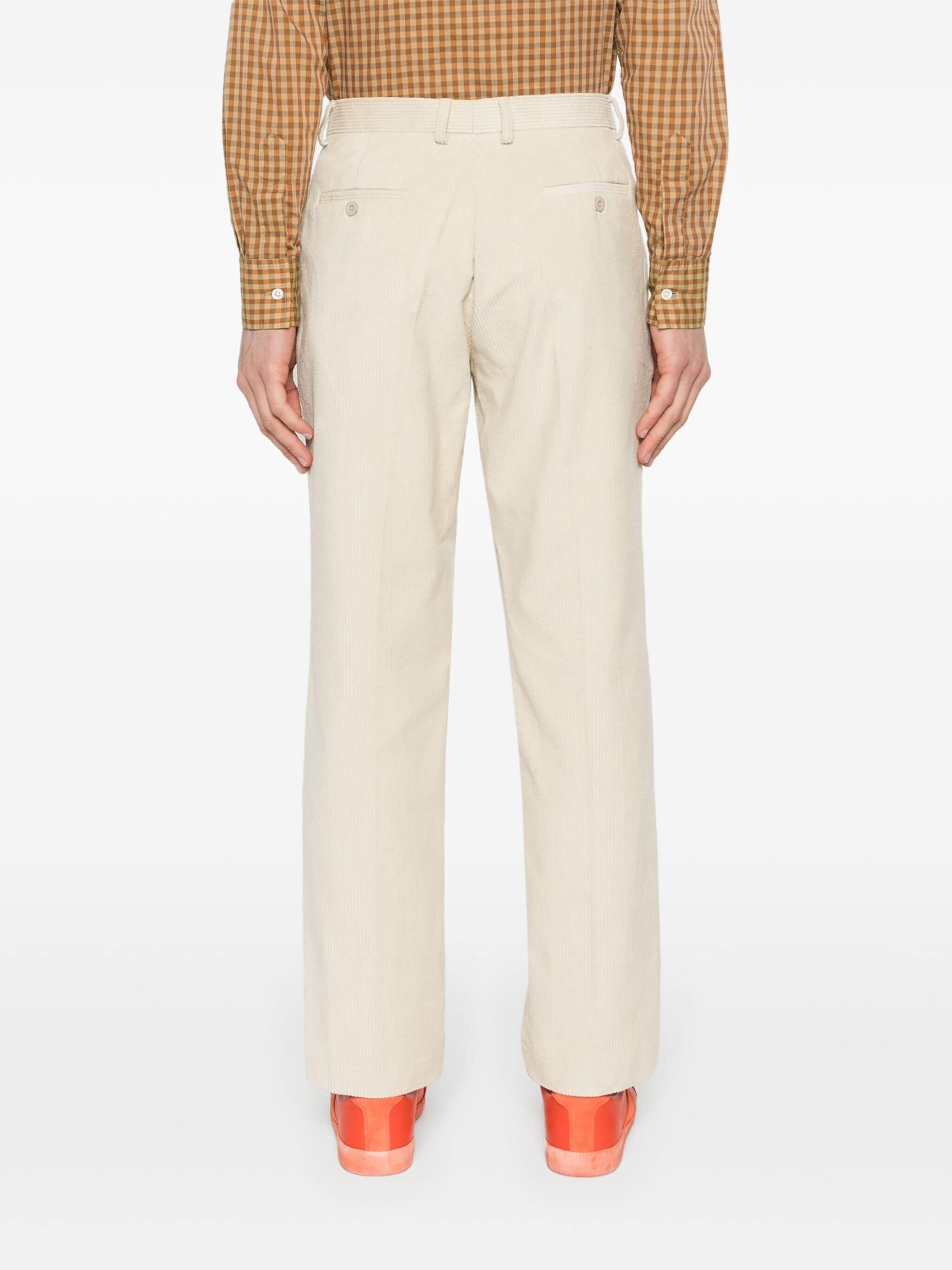 slogan-patch corduroy regular trousers - 4