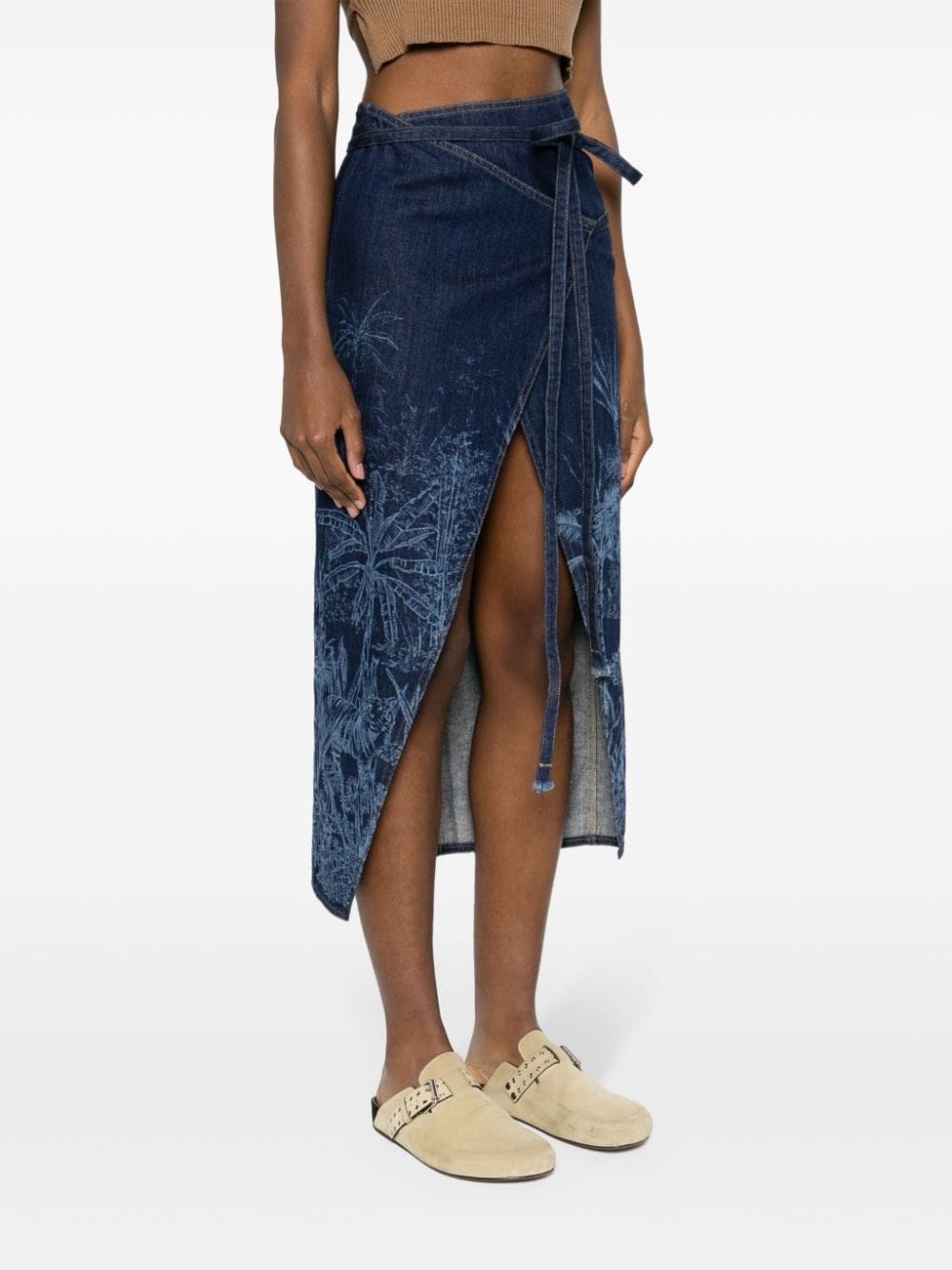 Jungle Toile de Jouy denim skirt - 3