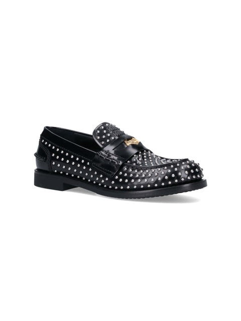 Miu Miu Women "Penny Loafers" Studded Loafers - 2