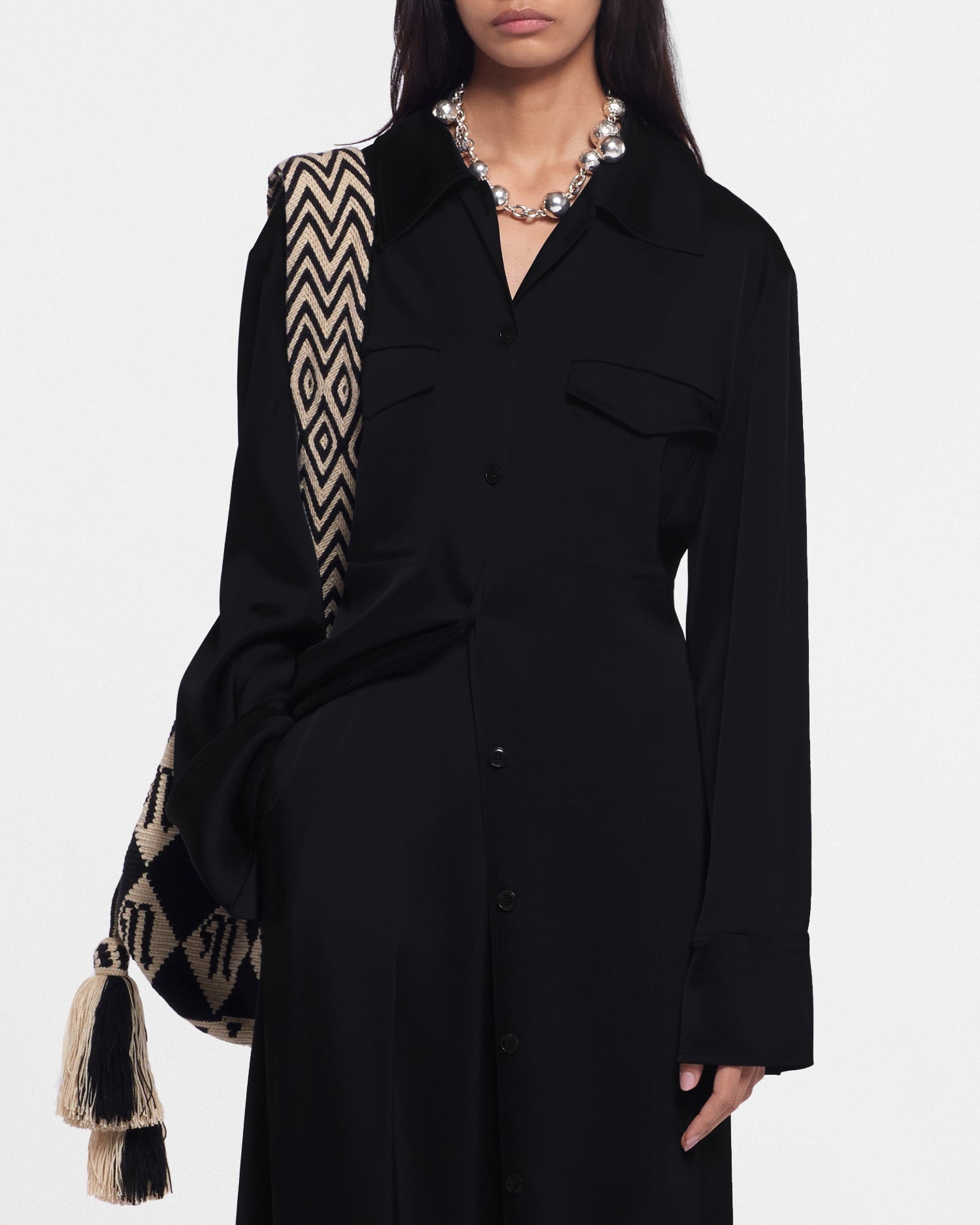 Slip Satin Shirt Dress - 4
