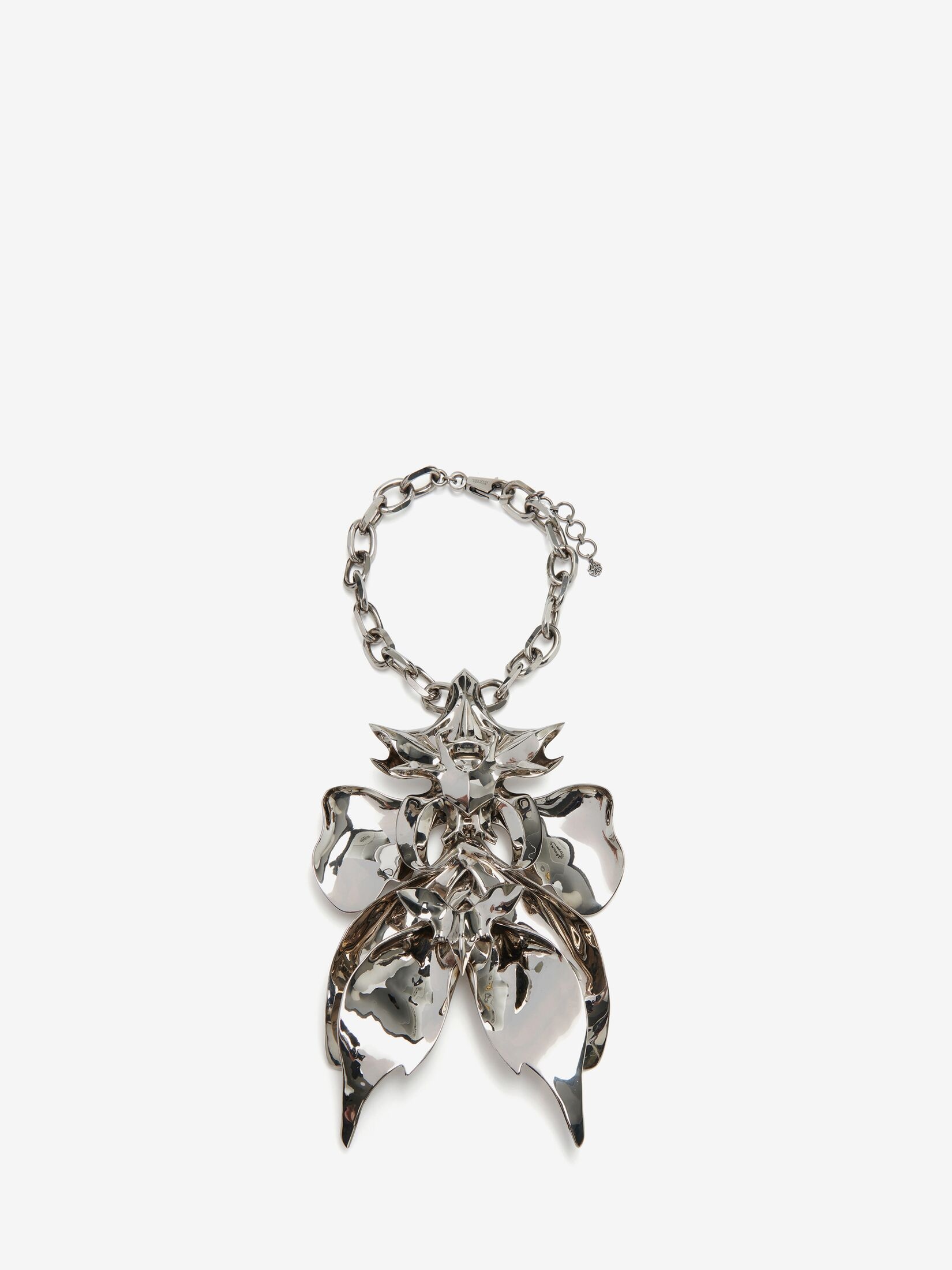 Women's Orchid Necklace in Antique Silver - 1