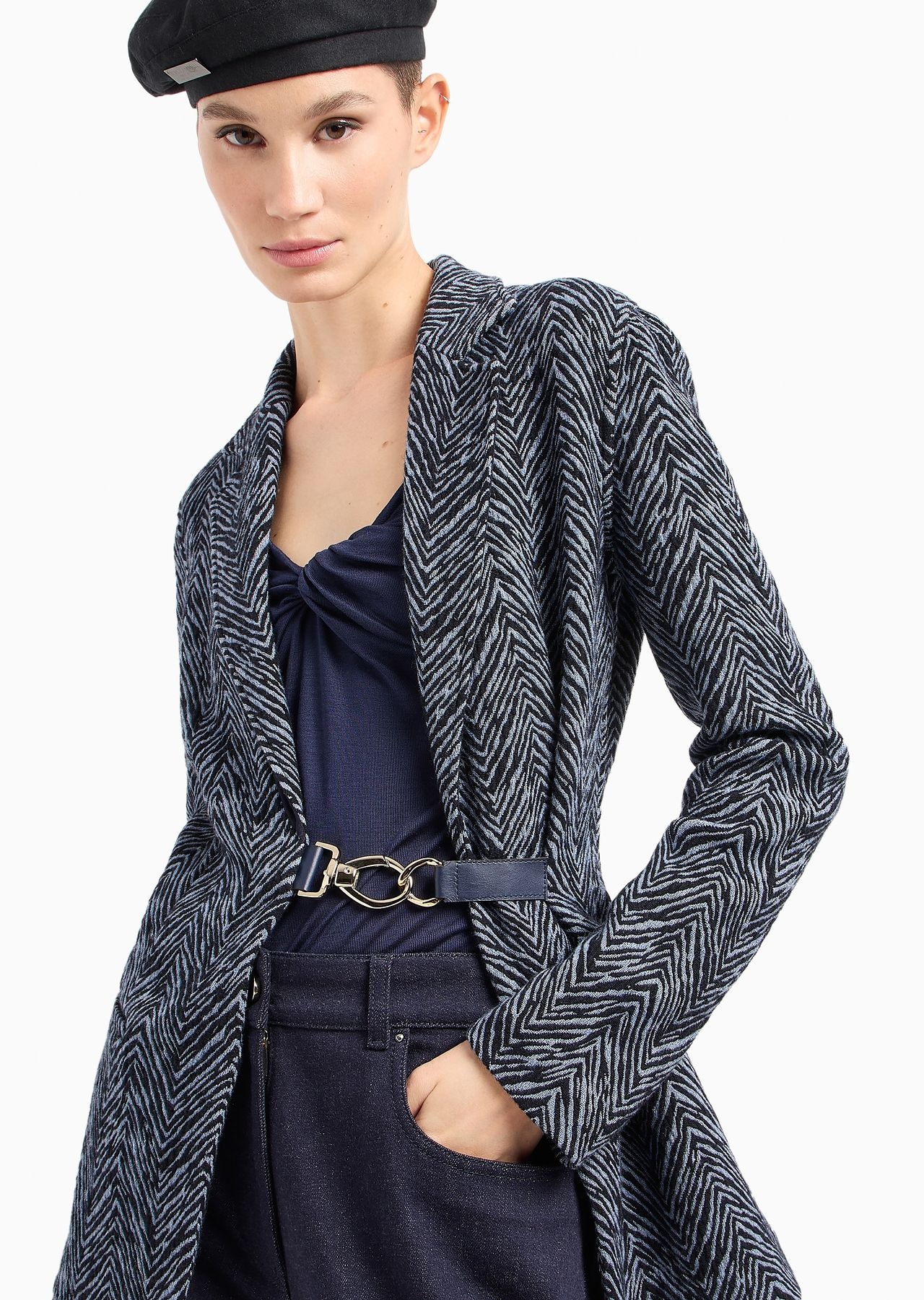 Single-breasted jacket in viscose jacquard and jersey cashmere - 6