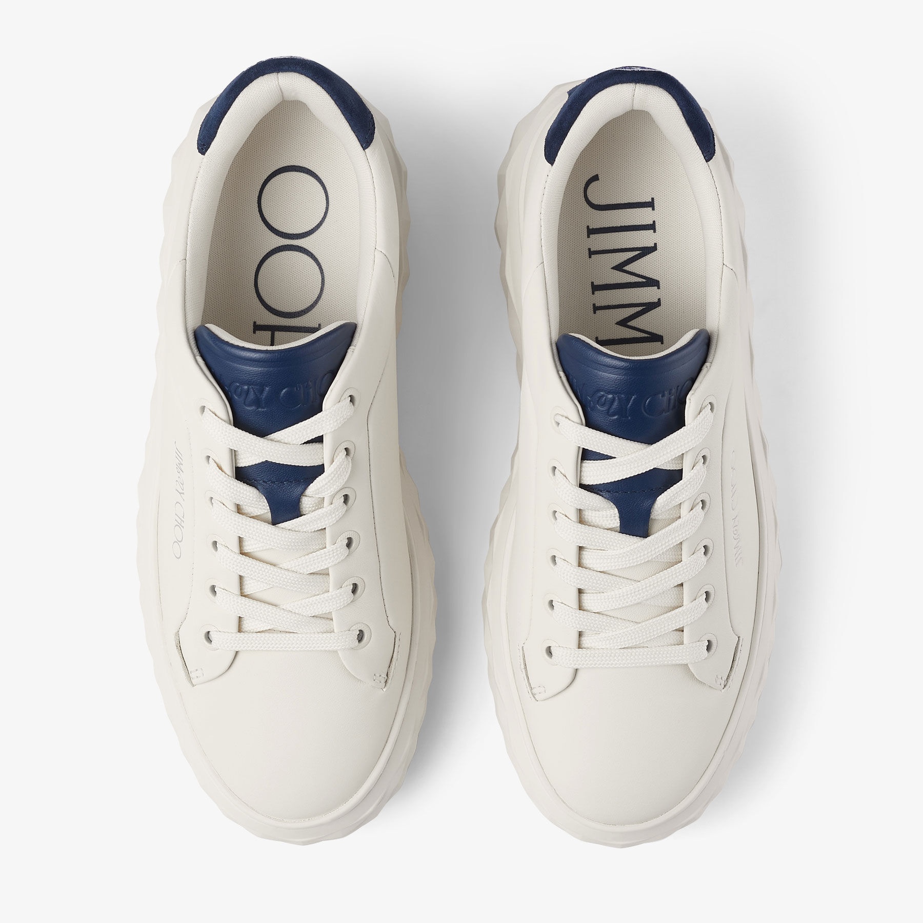 Jimmy Choo / Malbon Diamond Golf/F
Latte and Navy Leather Trainers - 4