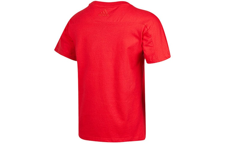 (WMNS) adidas Printing Logo Round Neck Short Sleeve Red HC2807 - 2