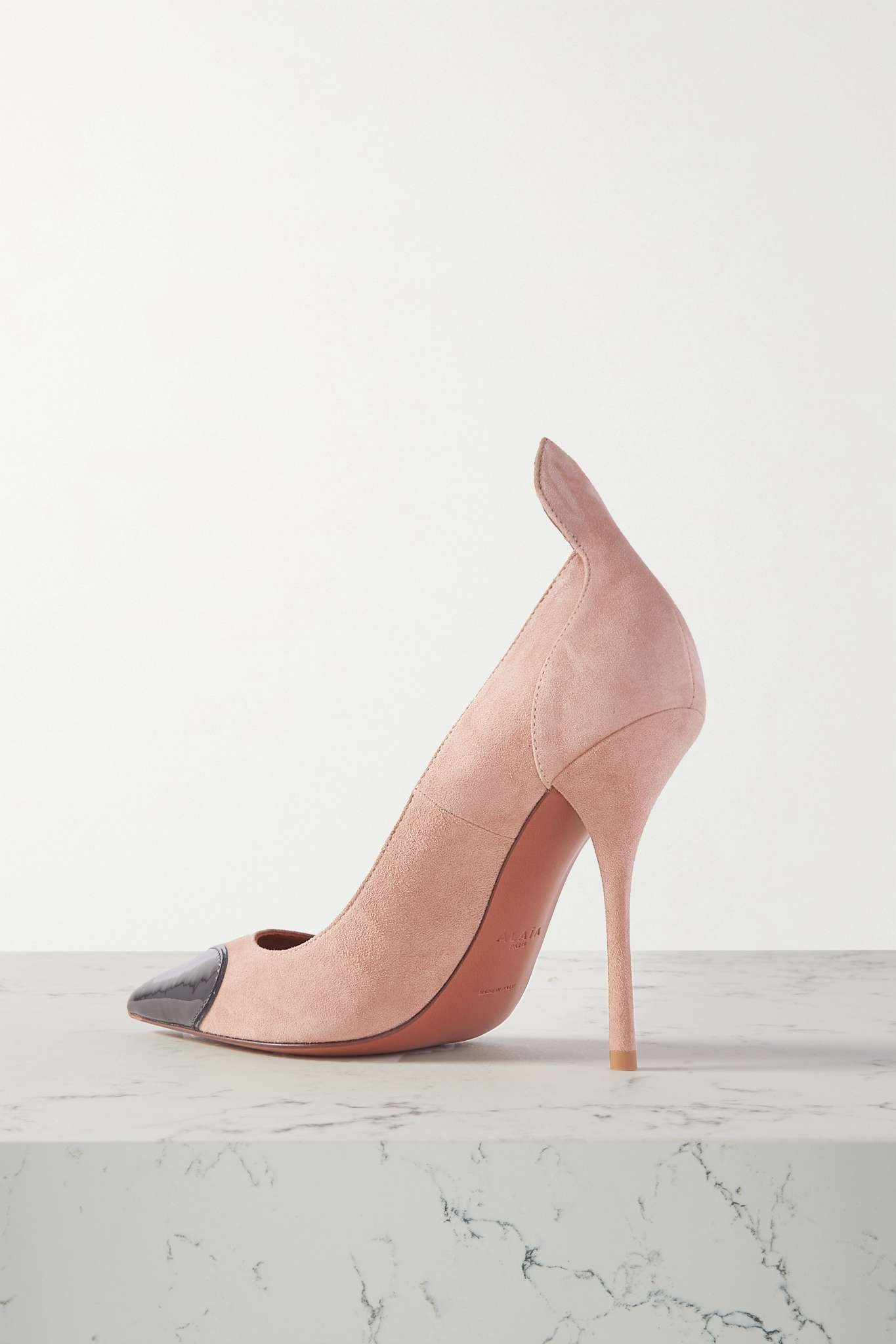 Cœur 110 patent leather-trimmed suede point-toe pumps - 3