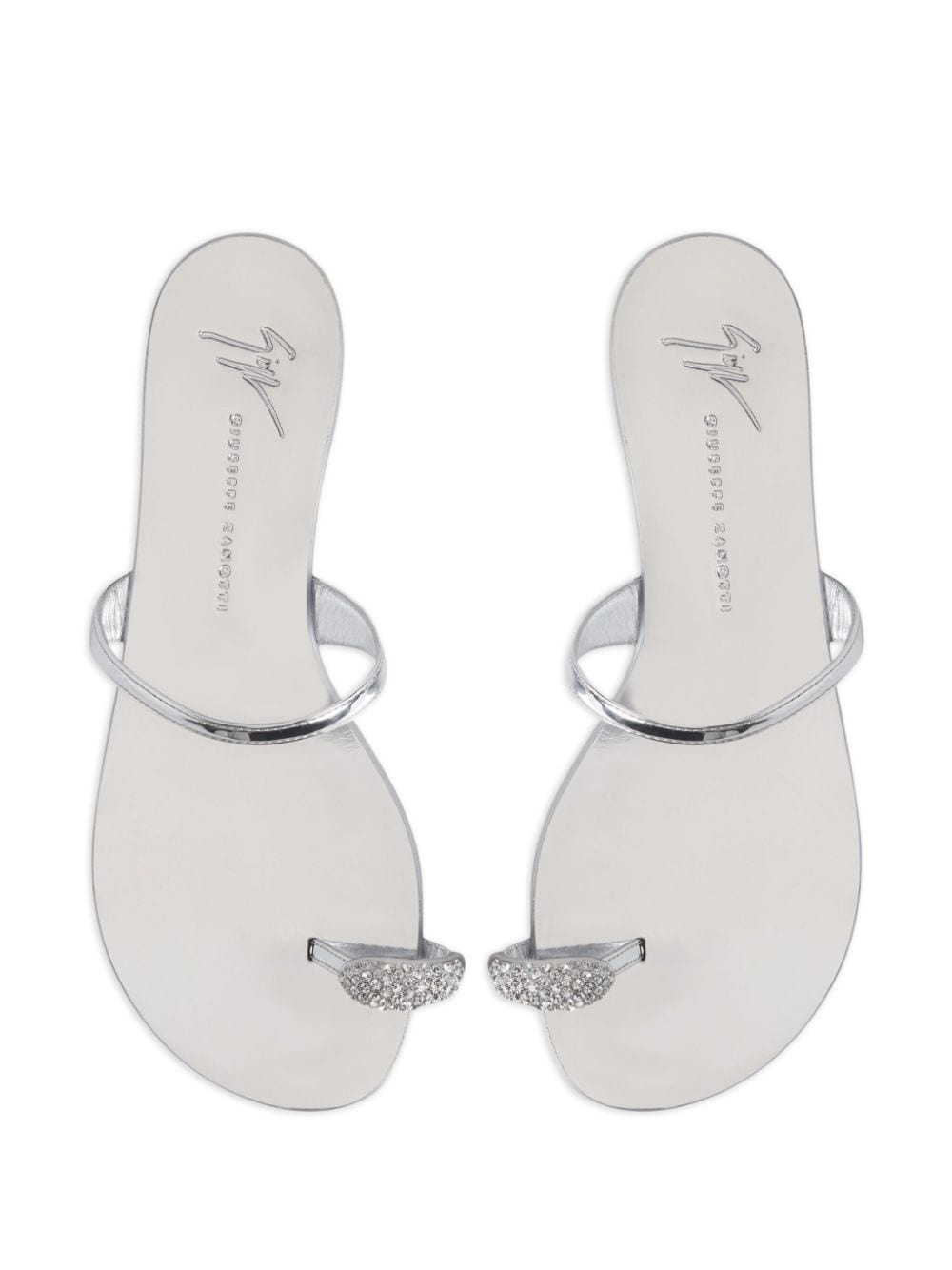Ring embellished toe-loop flat sandals - 4