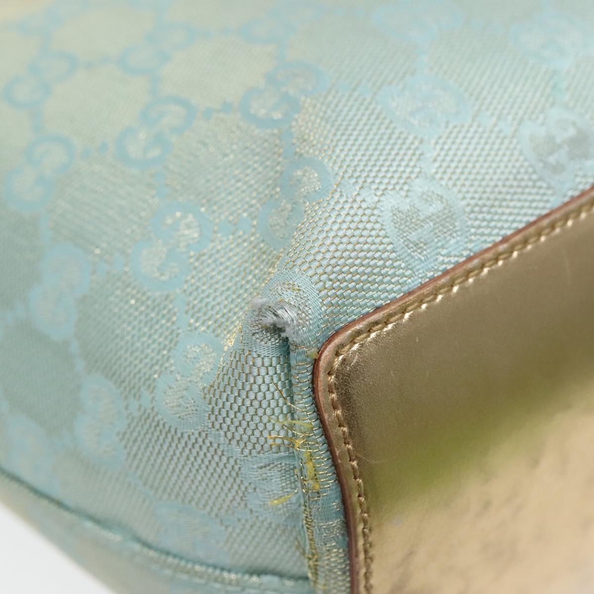 GUCCI GG Canvas Tote Bag Light Blue Gold 002 002 - 15