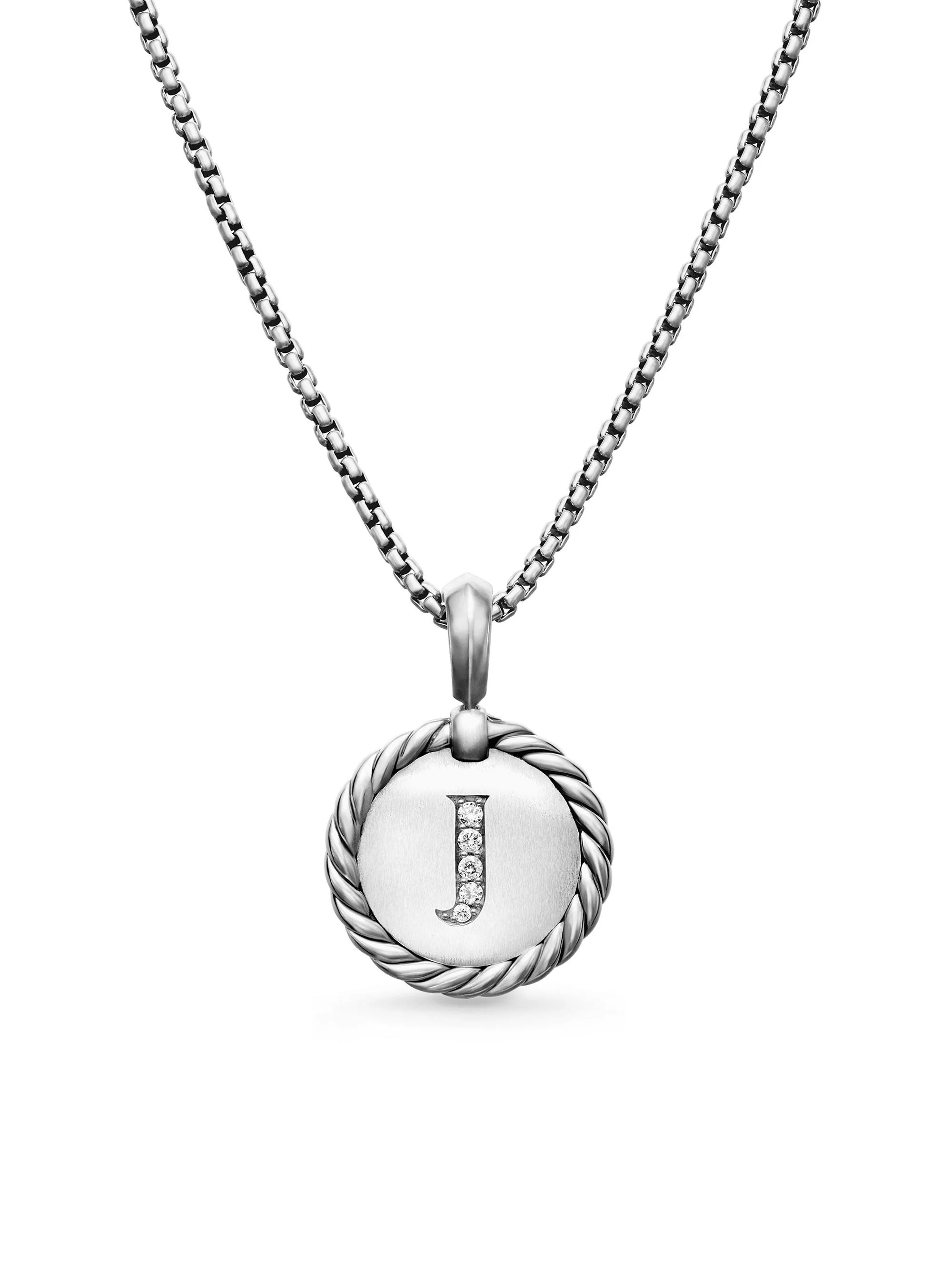 Women's Initial Charm Necklace in Sterling Silver - Initial J - 1