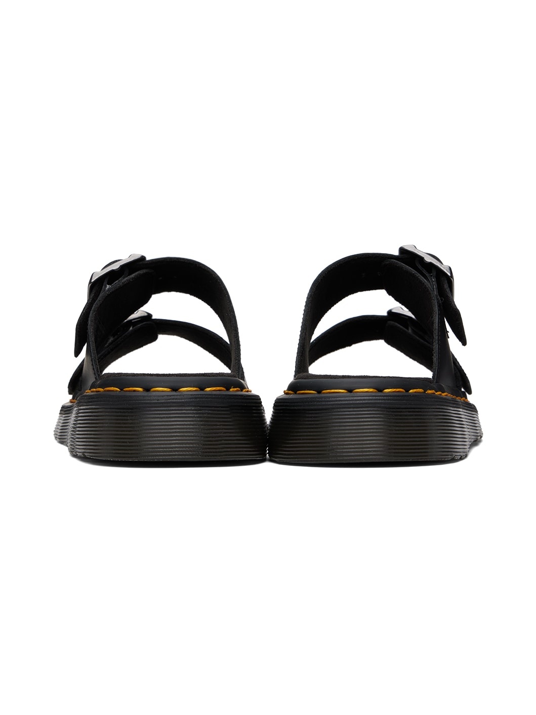 Black Josef Leather Buckle Slide Sandals - 2
