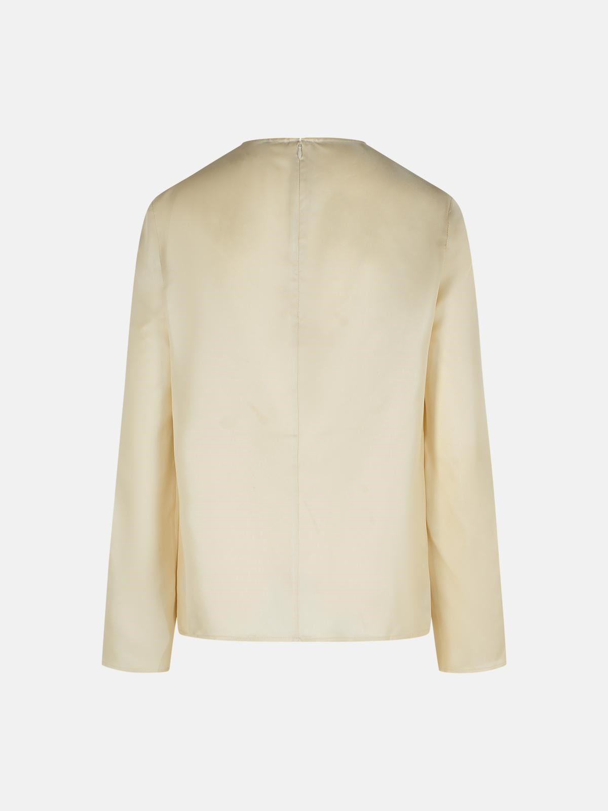 'AZAE' DRAPED BLOUSE IN IVORY SILK - 3