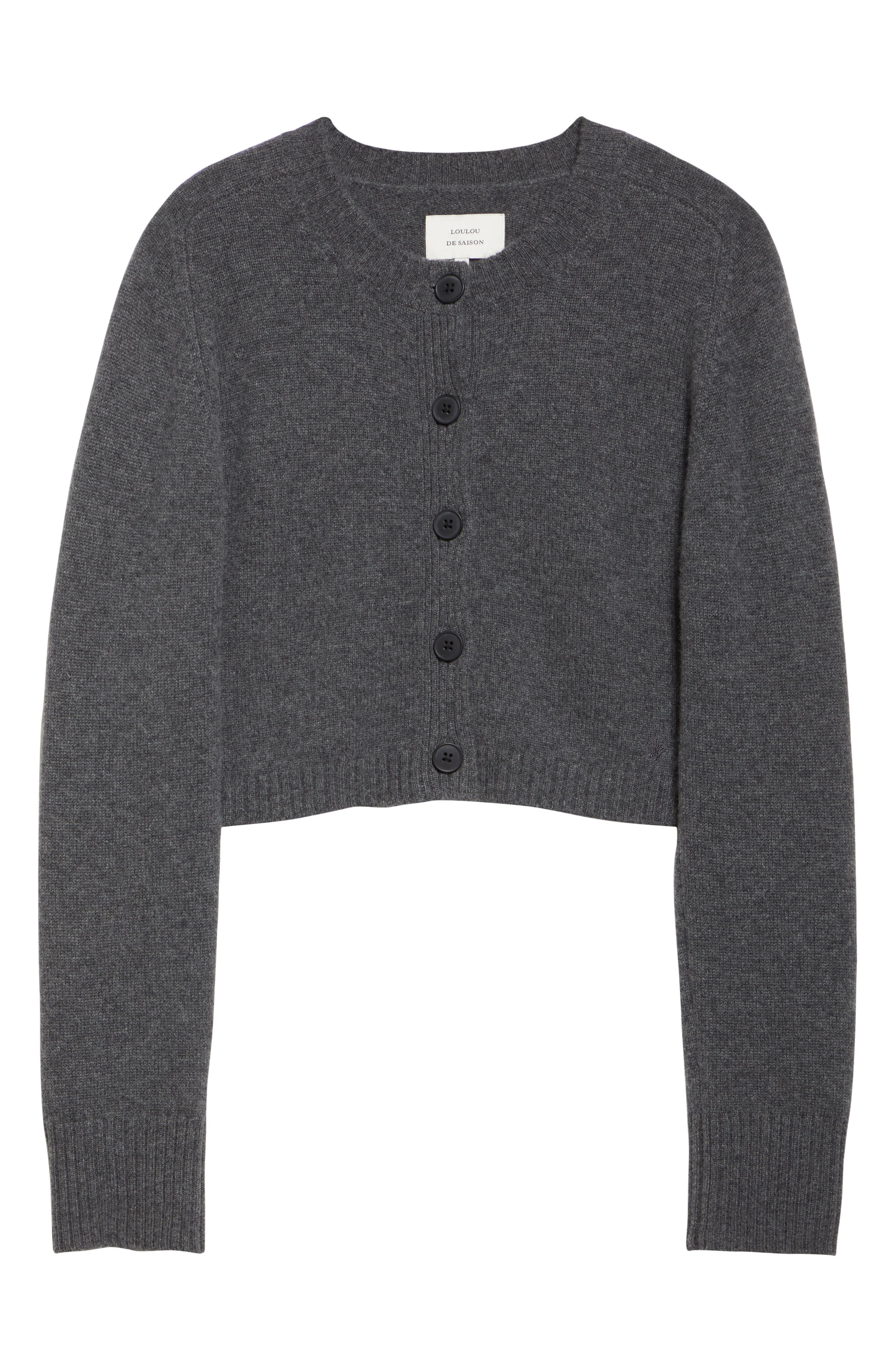 LOULOU DE SAISON Kaia Cashmere V-neck Cardigan in Anthracite Melange at Nordstrom - 5
