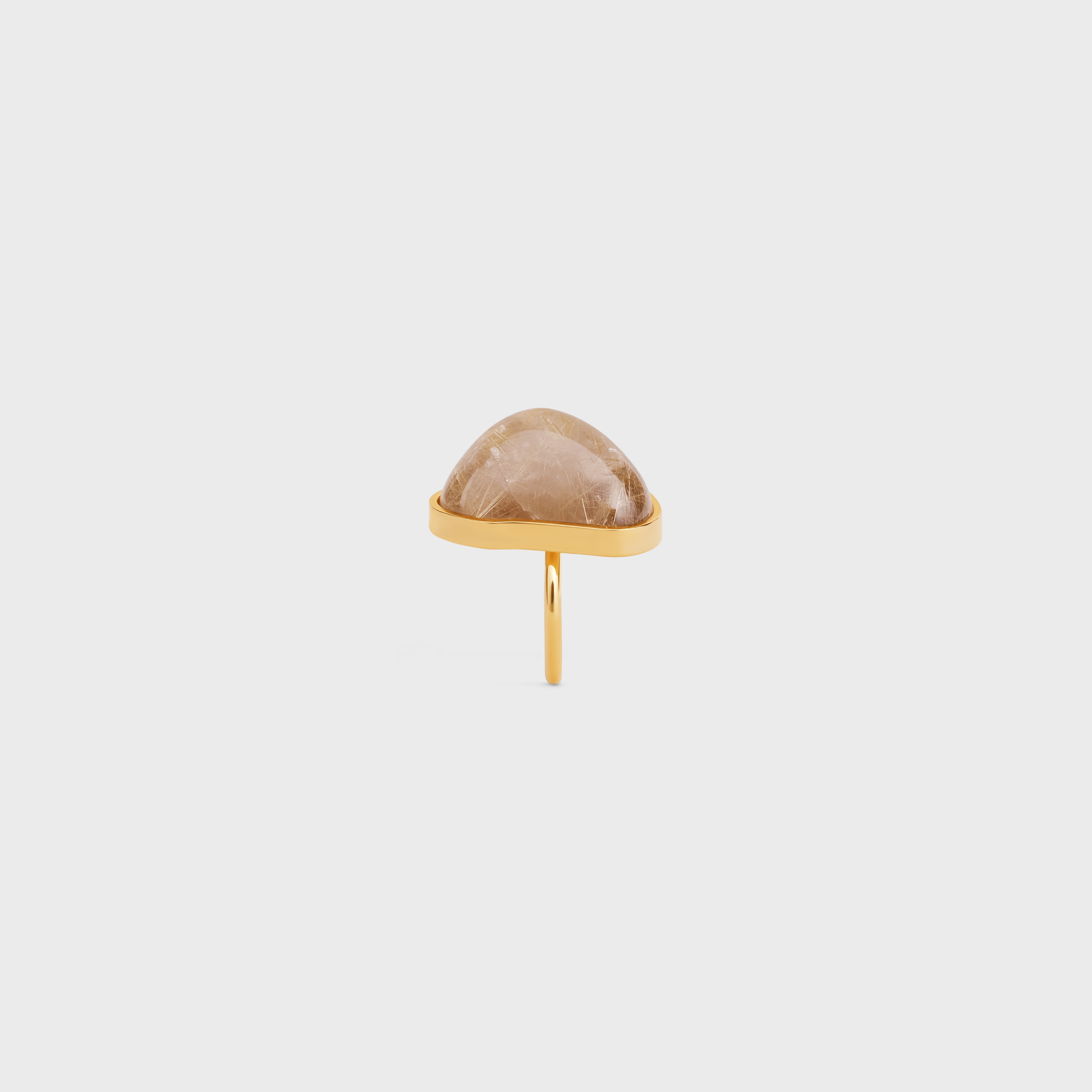 Celine Folk Ring in Brass with Gold Finish and Rutilated Quartz - 3