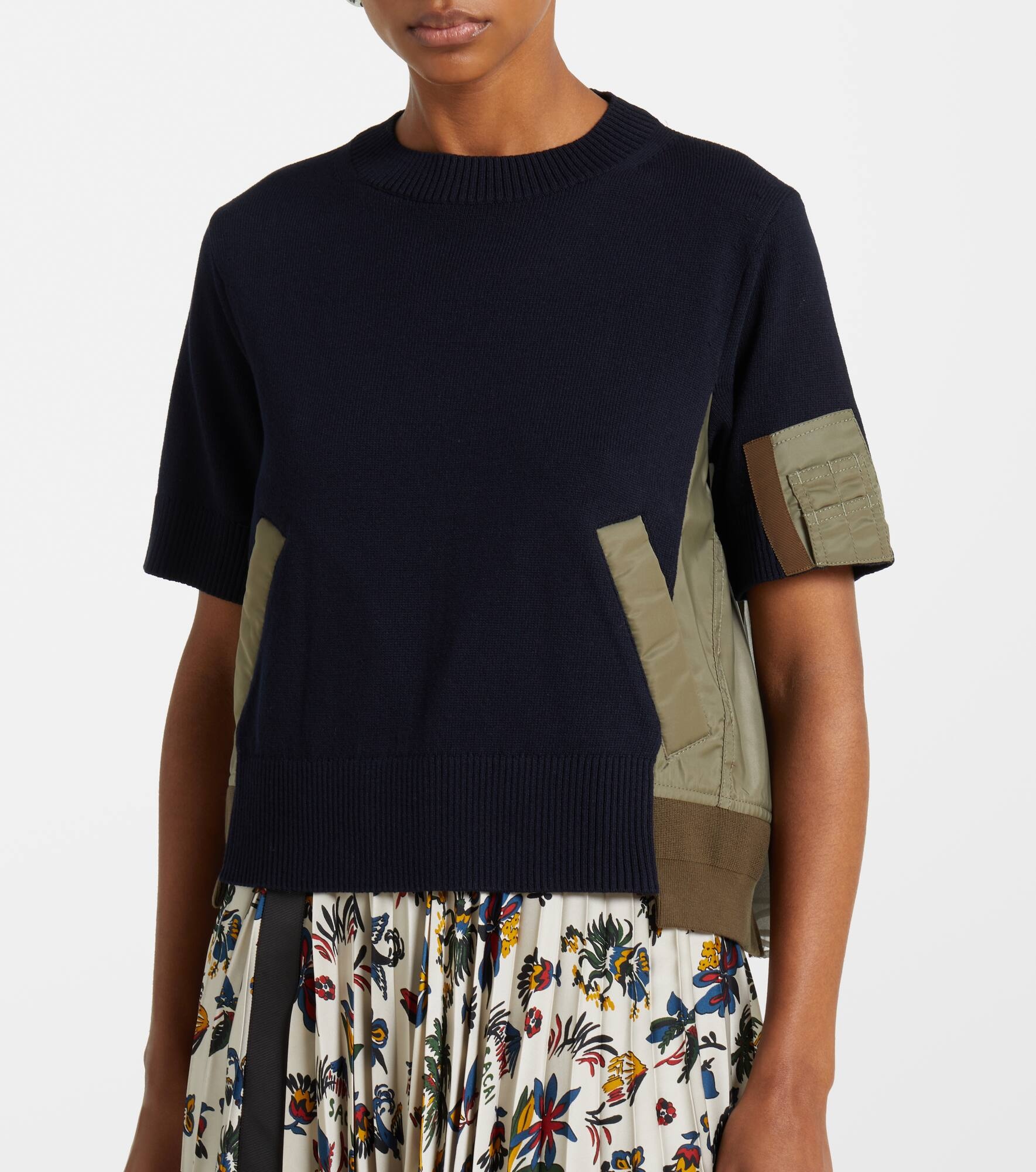 Paneled cotton-blend T-shirt - 4