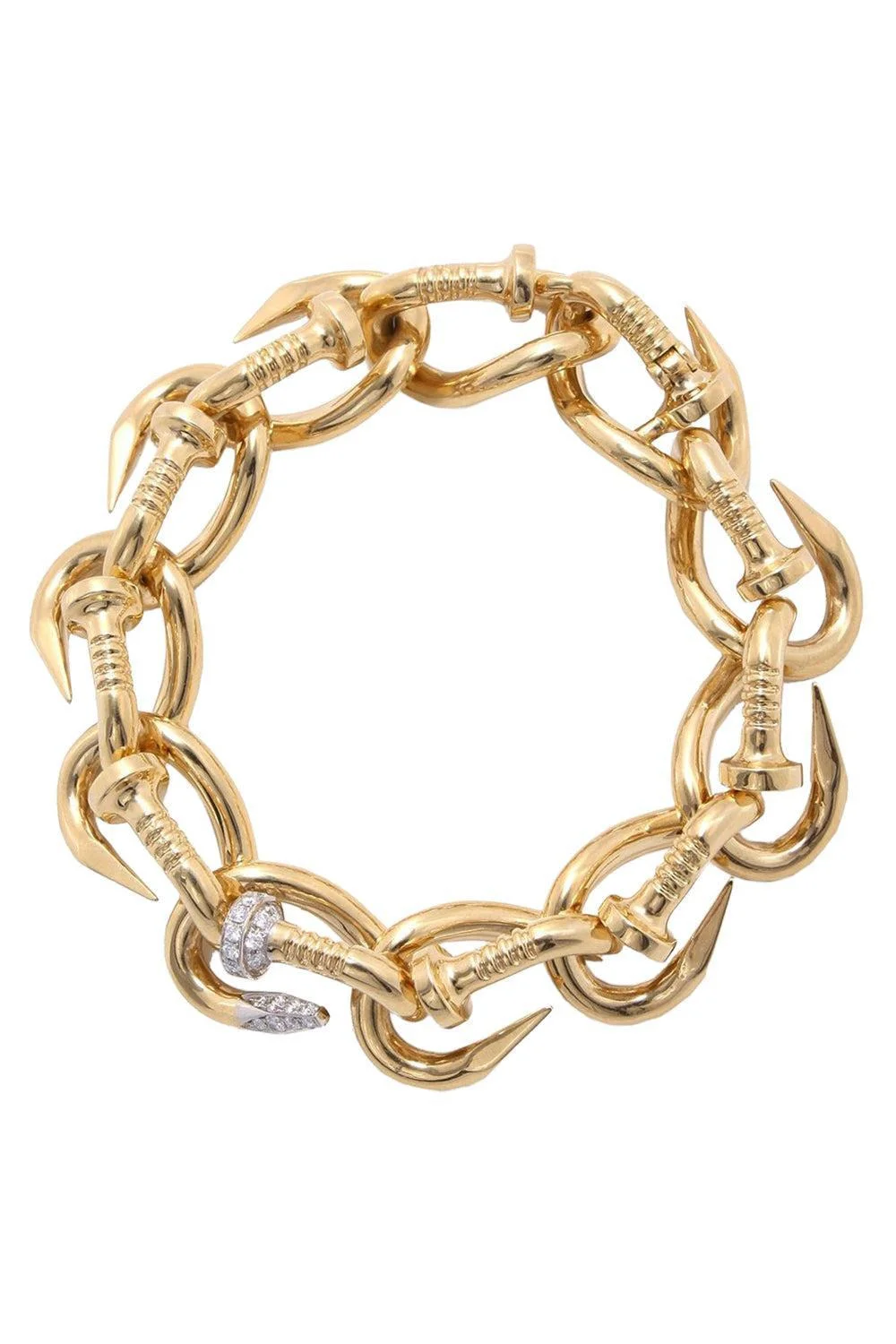 Polished Diamond Nail Link Bracelet - 1