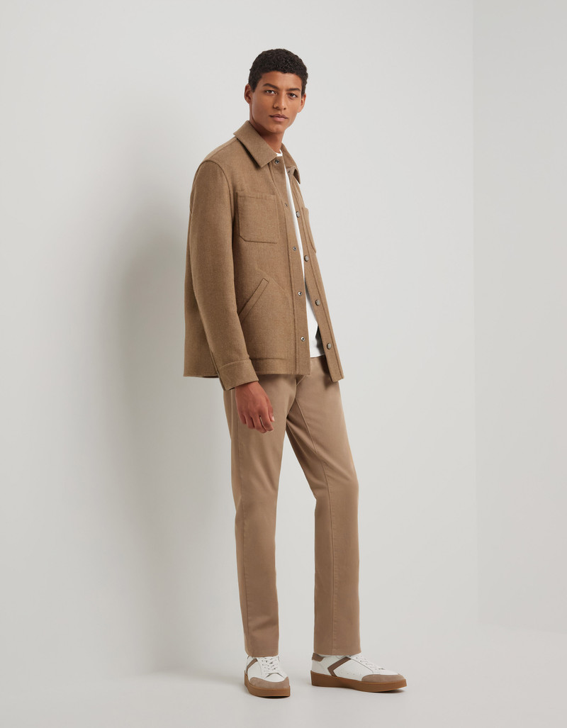 Canali TAUPE FIVE-POCKET TROUSERS IN COTTON TWILL, REGULAR FIT outlook