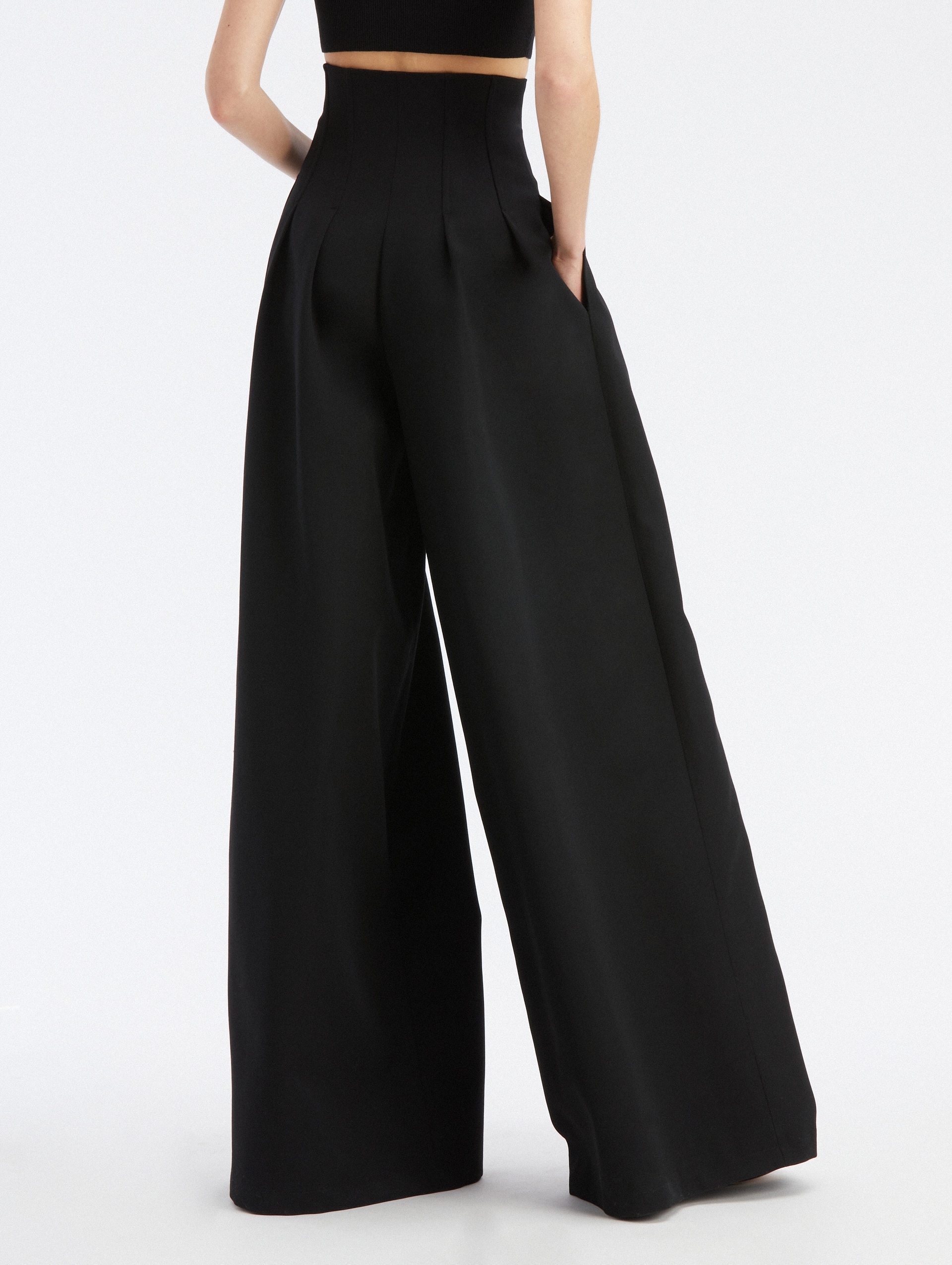 HIGH WAIST GRAIN DU POUDRE WIDE LEG PANT - 3