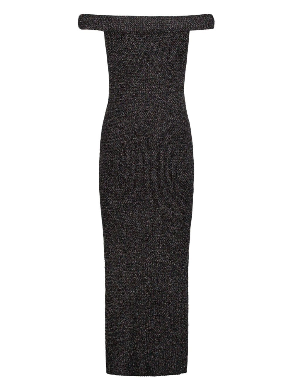 off-shoulder knitted dress - 2