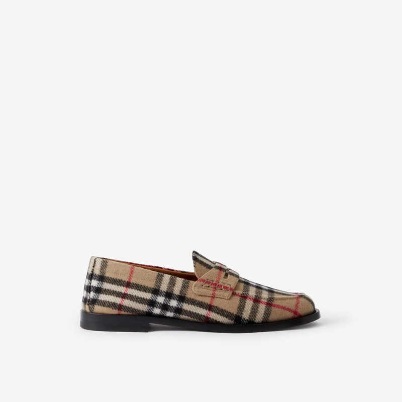 Check Wool Felt Loafers 1