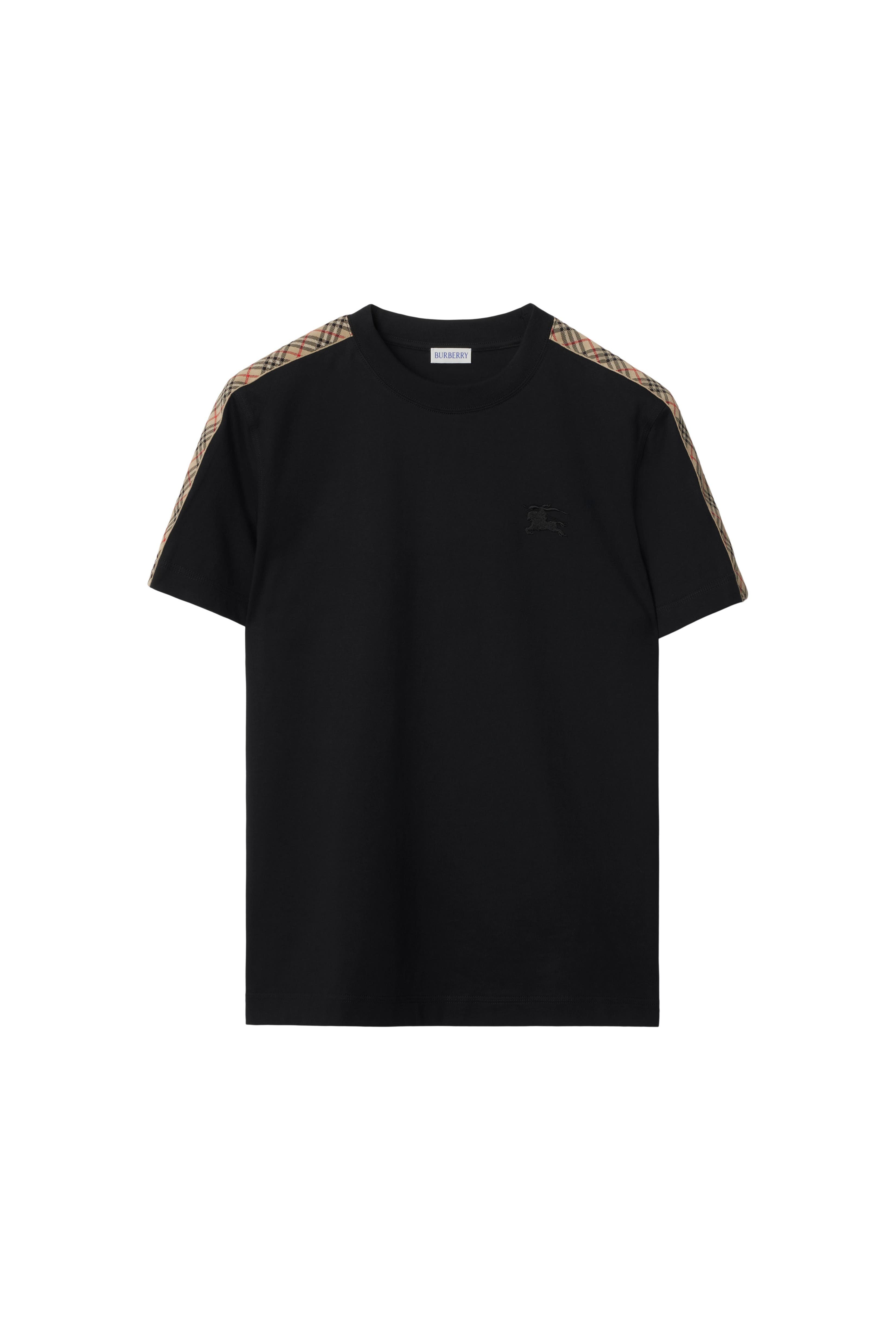 burberry Check Trim Cotton T-shirt in Black at Nordstrom - 4