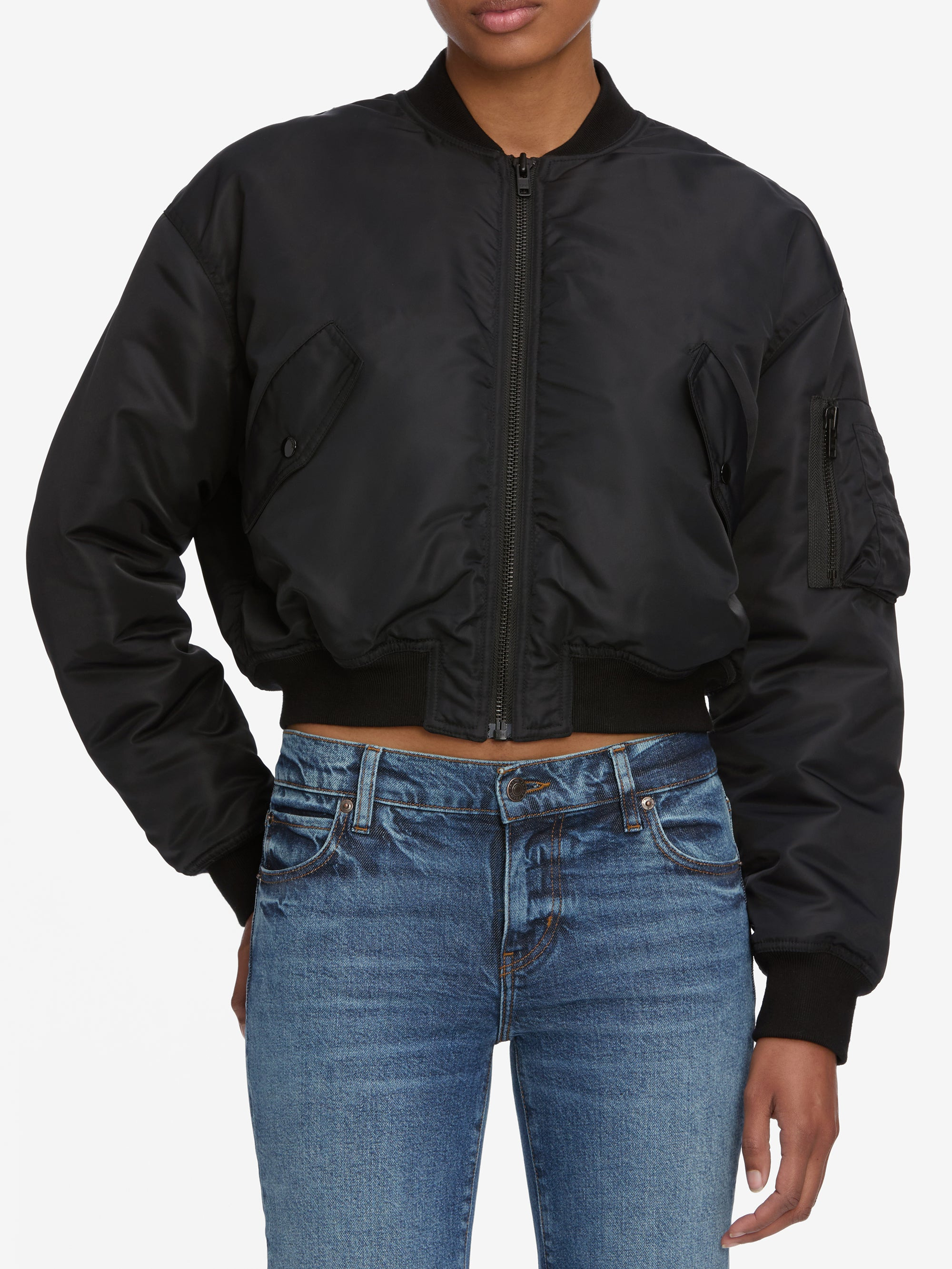The Nylon Bomber Jacket in Black - 3