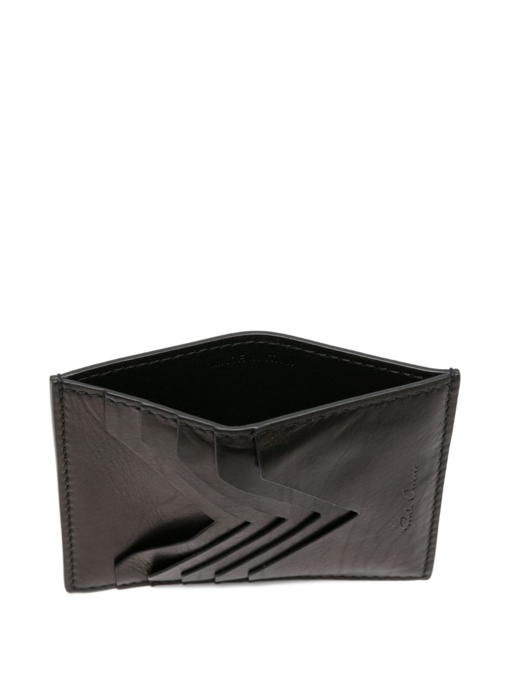 chevron-detail leather cardholder - 3
