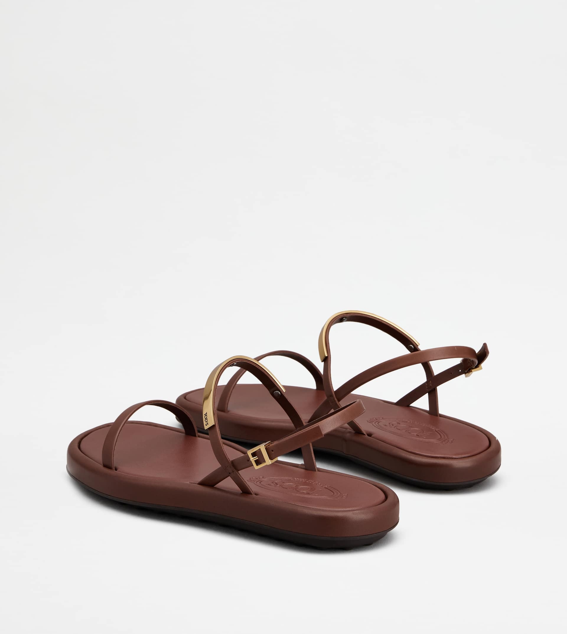 SANDALS IN LEATHER - BROWN - 3