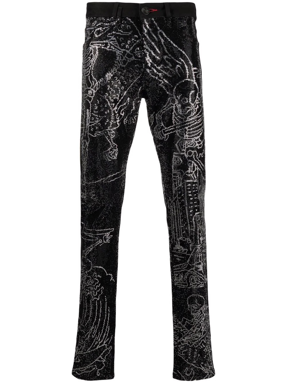 Skeleton Tattoo straight-leg jeans - 1